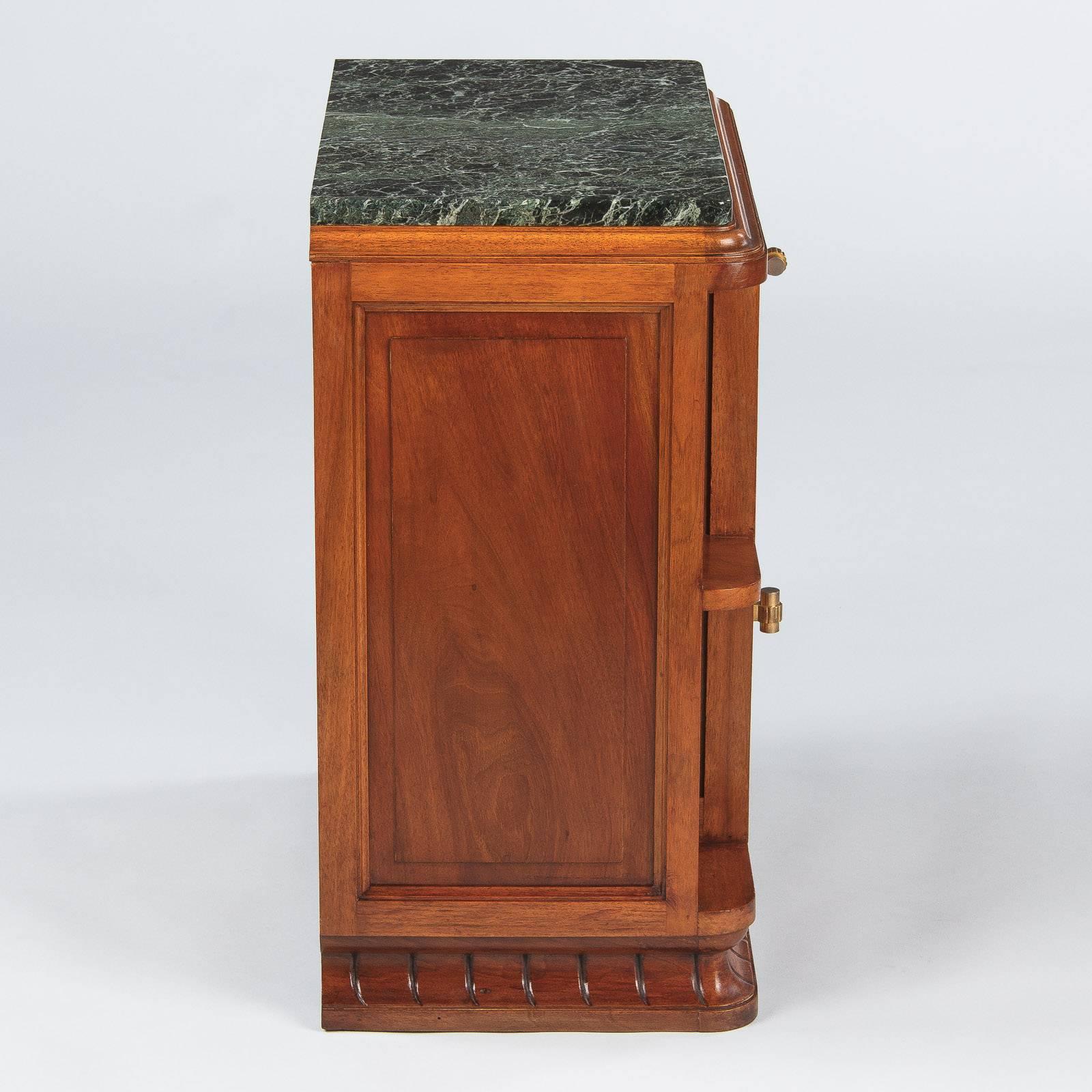French Art Deco Marble-Top Walnut Cabinet or Side Table, 1930s 5