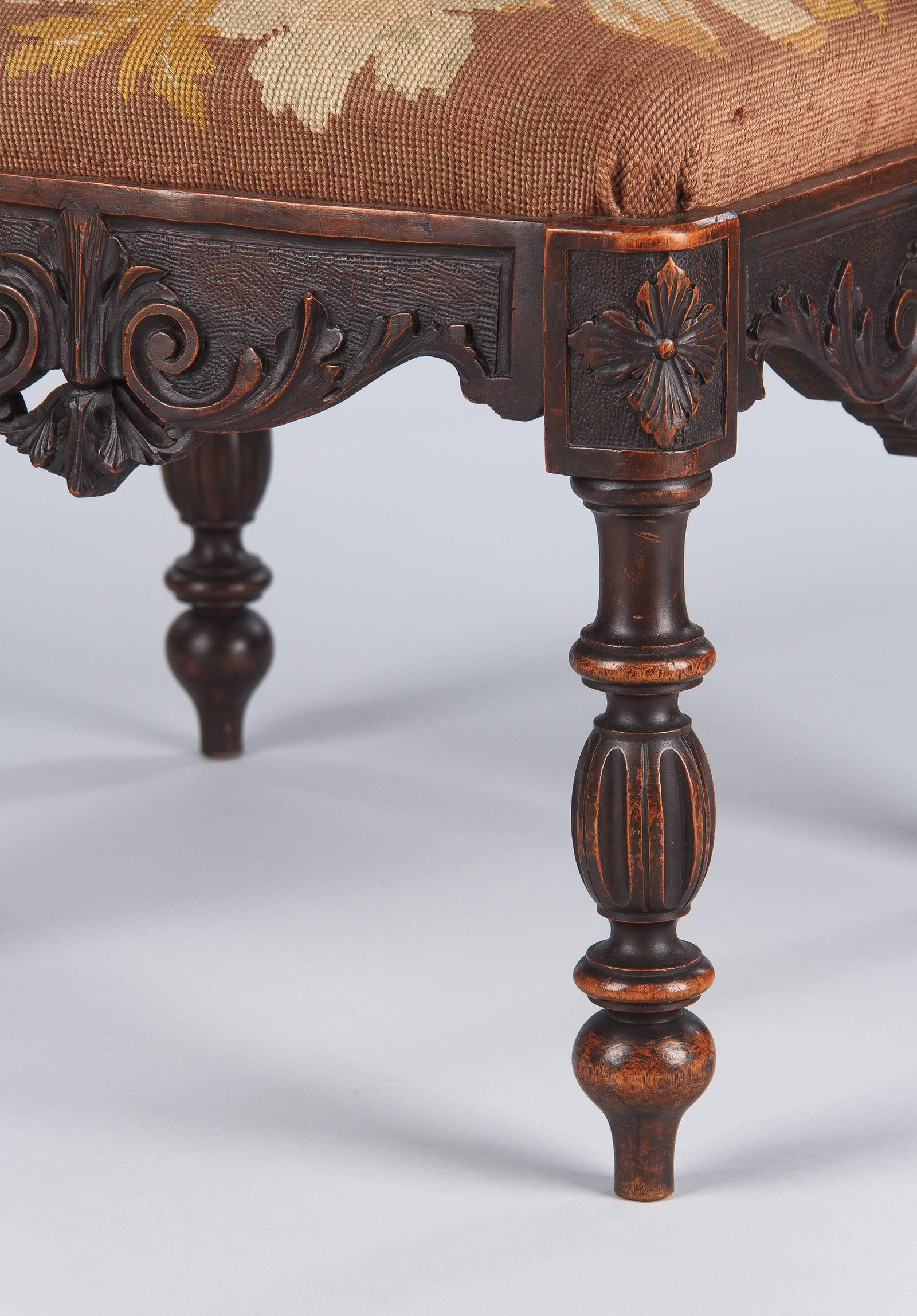 French Renaissance Style Carved Walnut Corner Armchair, Late 1800s 2