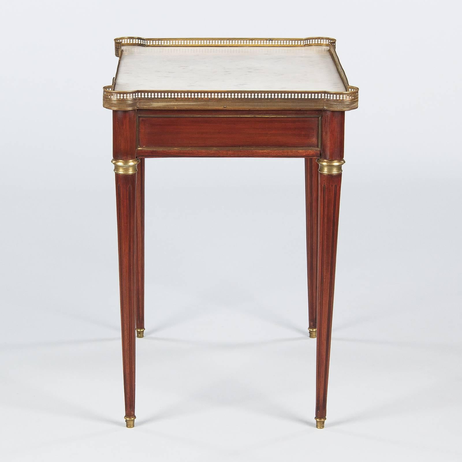 Louis XVI Style Marble-Top Rosewood Side or Serving Table, 1900s 1
