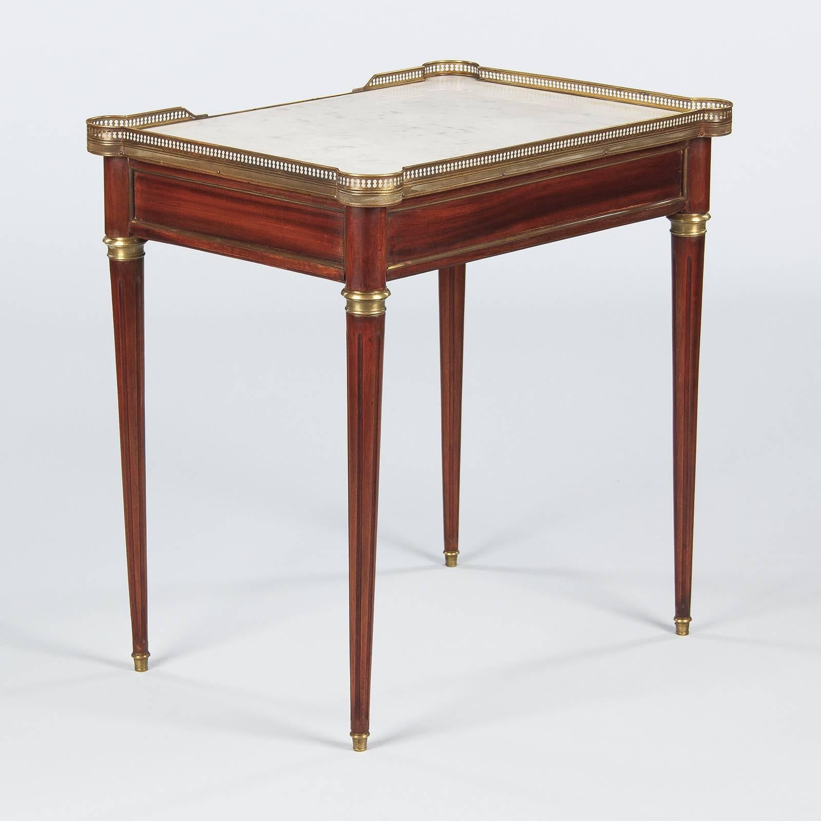 Louis XVI Style Marble-Top Rosewood Side or Serving Table, 1900s 3