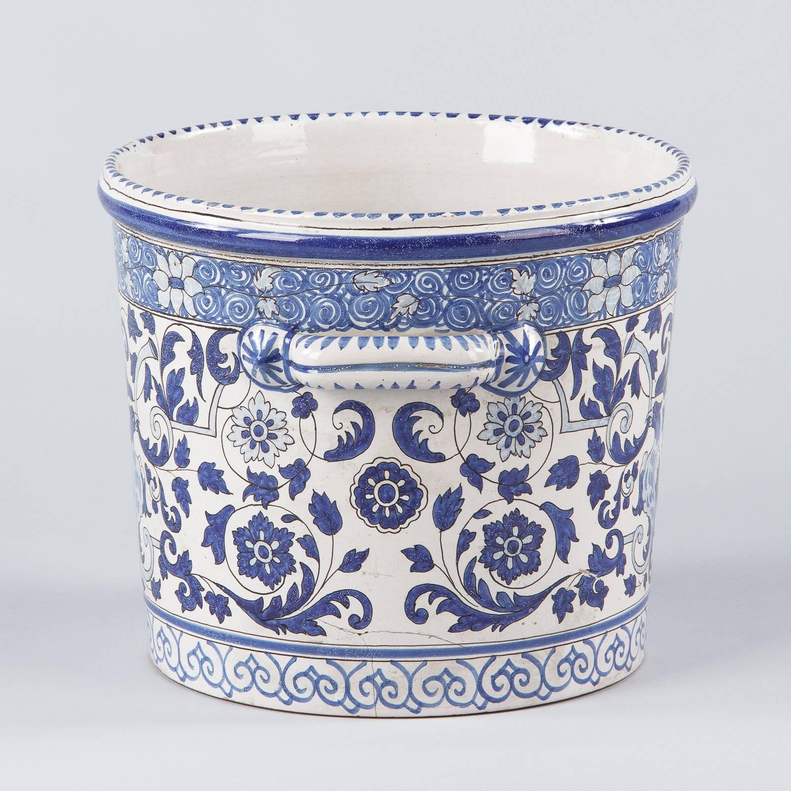 Glazed French 19th Century Nevers Ceramic Jardiniere