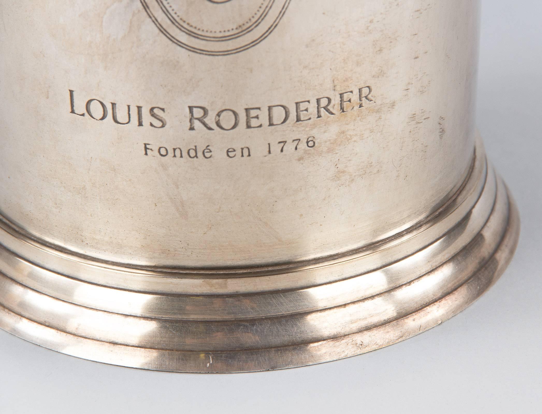 Silver Plate French Art Deco Roederer Champagne Ice Bucket, 1930s