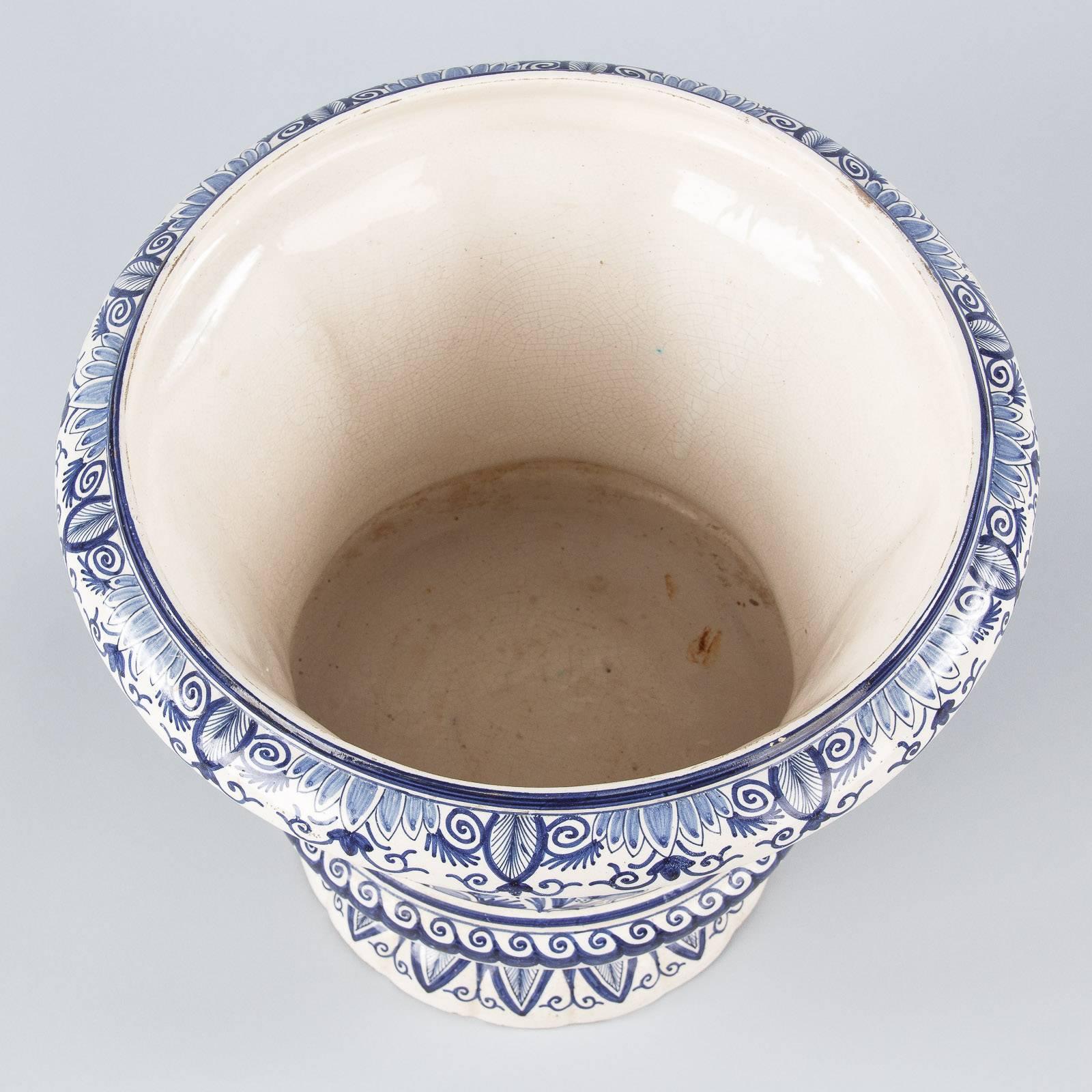 Dutch 19th Century Blue and White Delft Ceramic Jardinière
