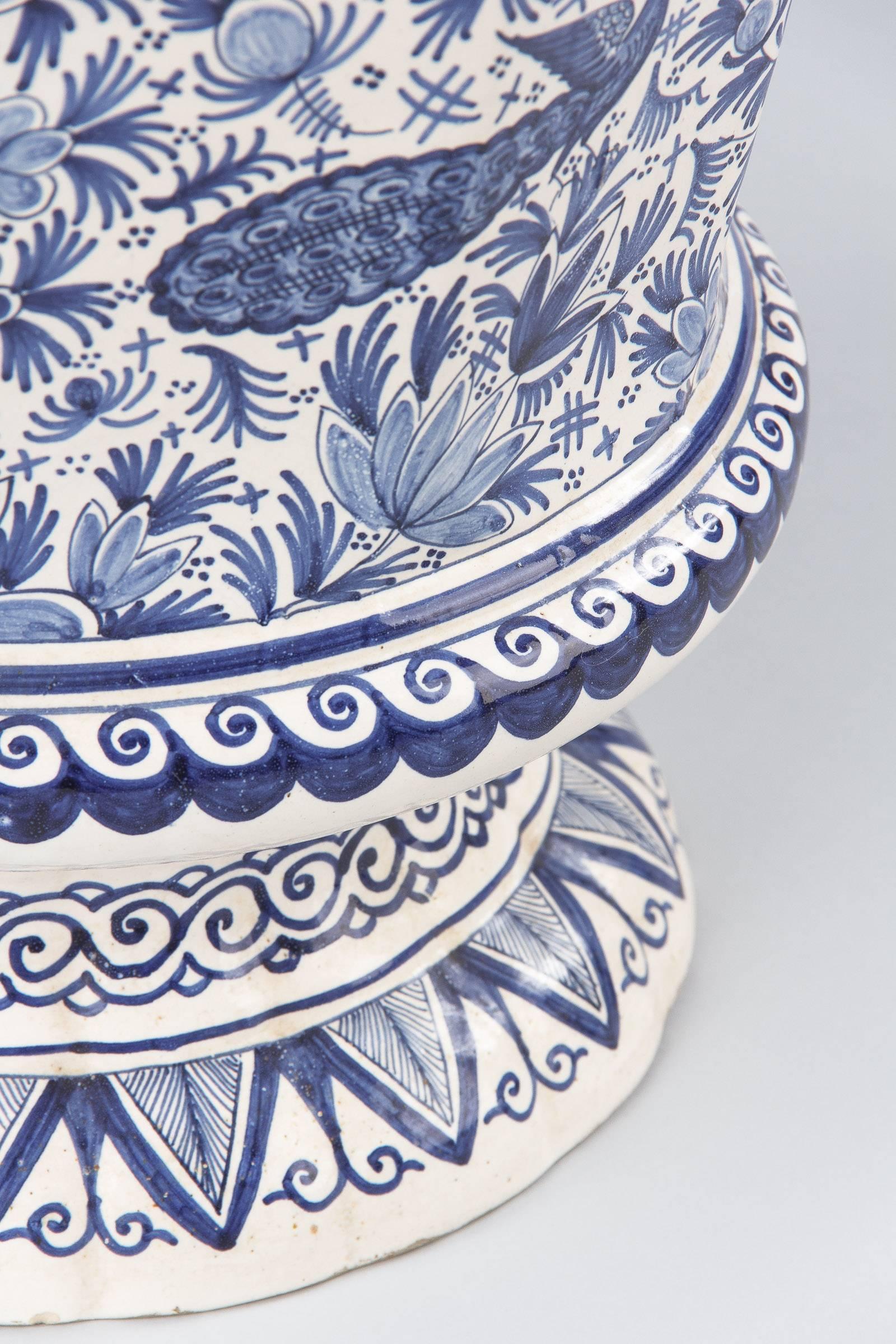 19th Century Blue and White Delft Ceramic Jardinière In Good Condition In Austin, TX