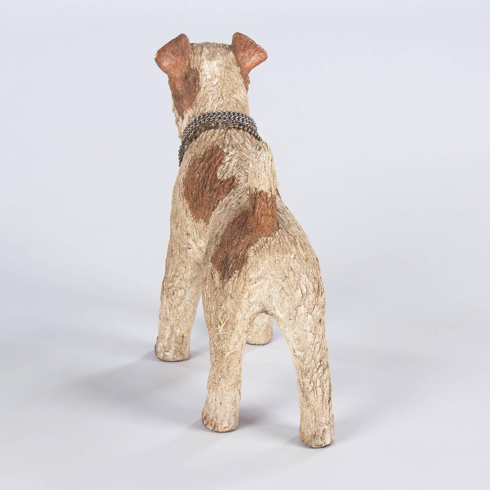 Mid-20th Century French Fox Terrier Dog Life-Size Resin Figurine, 1930s