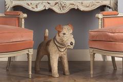 French Fox Terrier Dog Life-Size Resin Figurine, 1930s