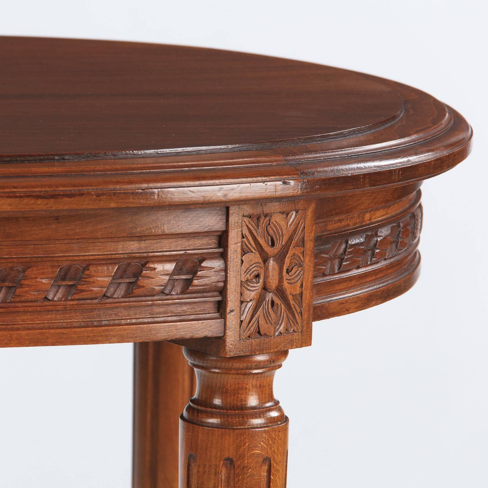 20th Century Early 1900s Louis XVI Style Cherrywood Oval Side Table