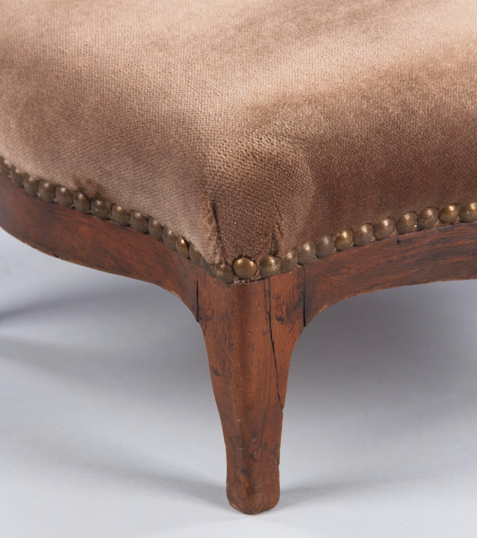 French Louis Philippe Style Walnut Foot Stool, Early 1900s