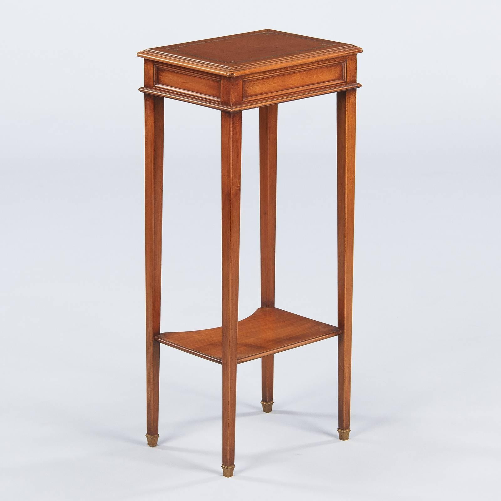 French Louis XVI Style Leather Top Side Table in Cherrywood, 1950s 5