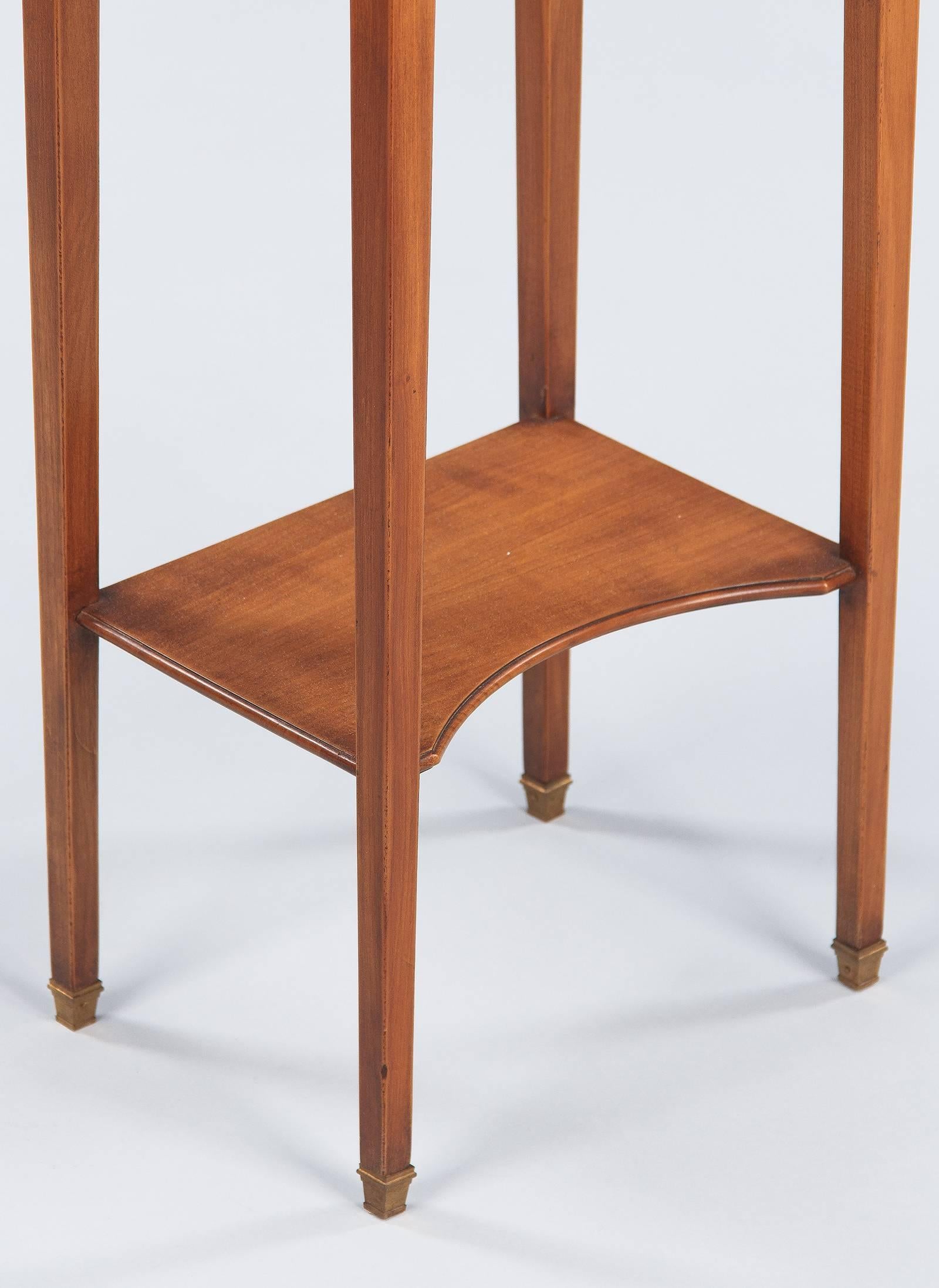 French Louis XVI Style Leather Top Side Table in Cherrywood, 1950s 4