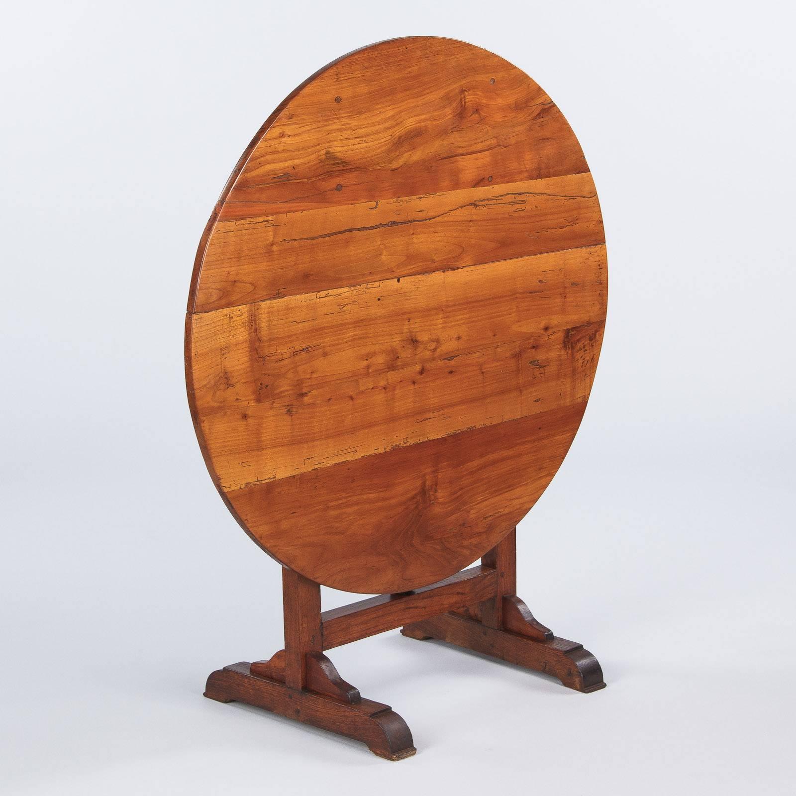 Country 19th Century French Cherrywood Tilt-Top Wine Tasting Table