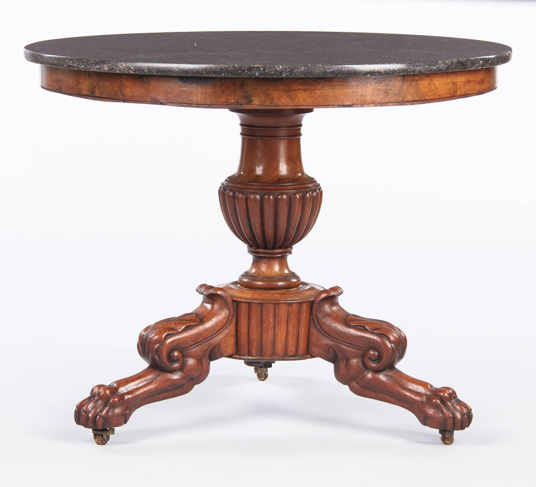 French Napoleon III Marble Top Pedestal Table, 1870s In Good Condition In Austin, TX