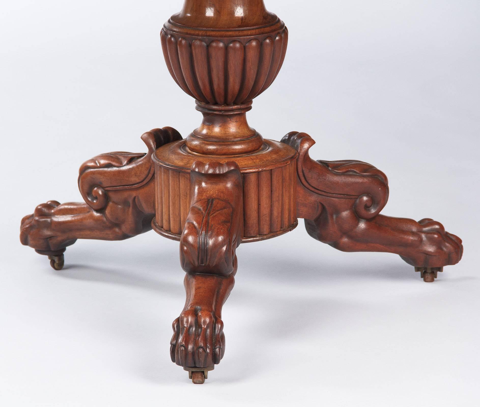 French Napoleon III Marble Top Pedestal Table, 1870s 1