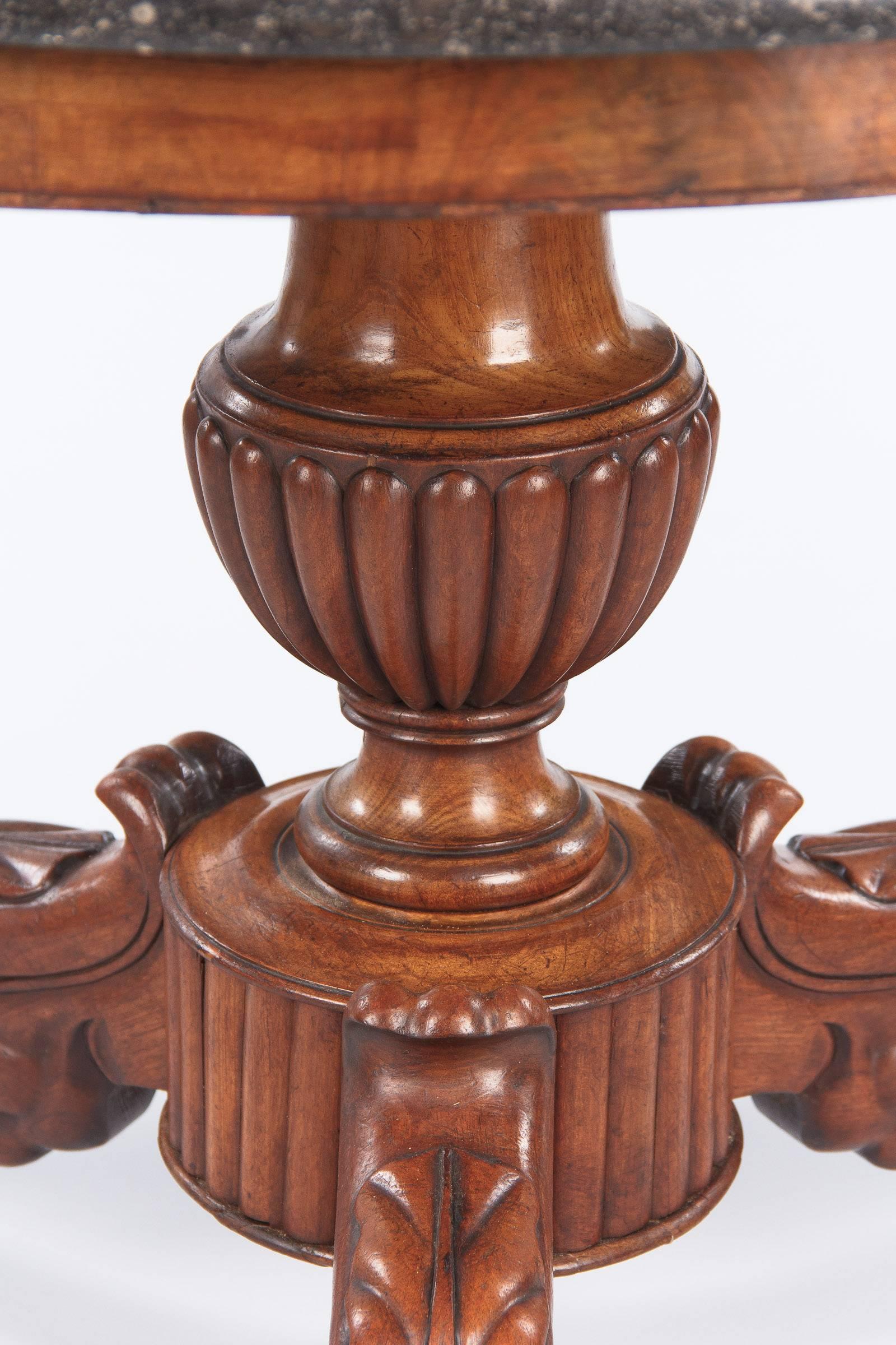 19th Century French Napoleon III Marble Top Pedestal Table, 1870s