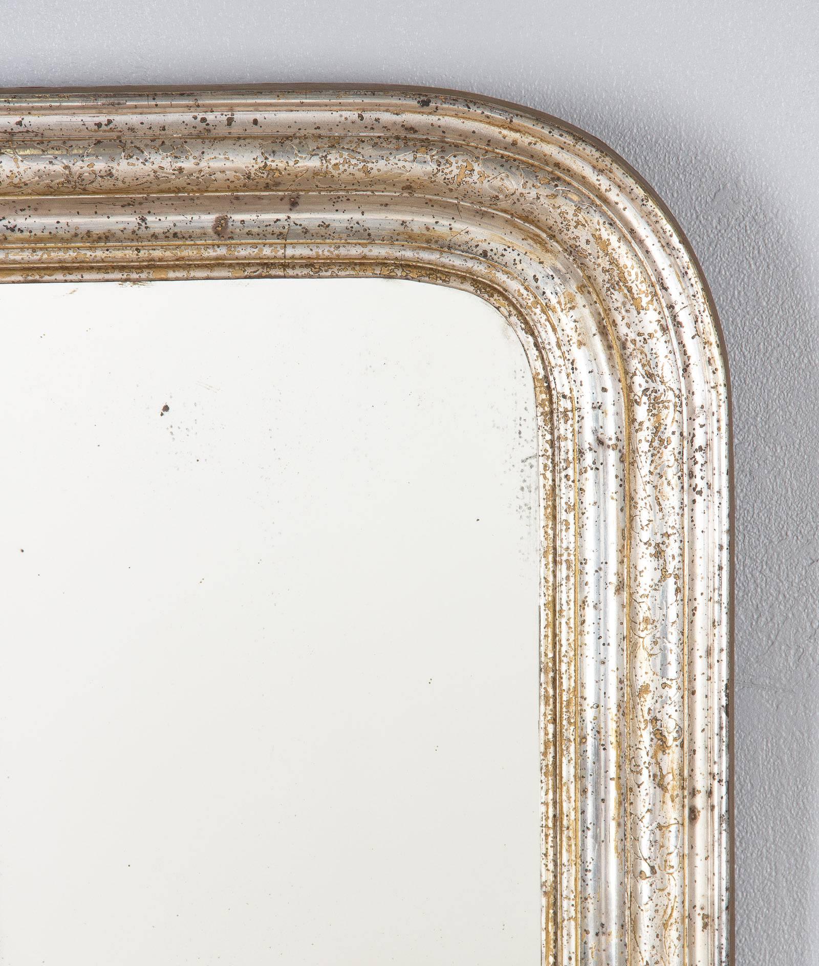 Silvered 19th Century Louis Philippe Silver Gilt Mirror