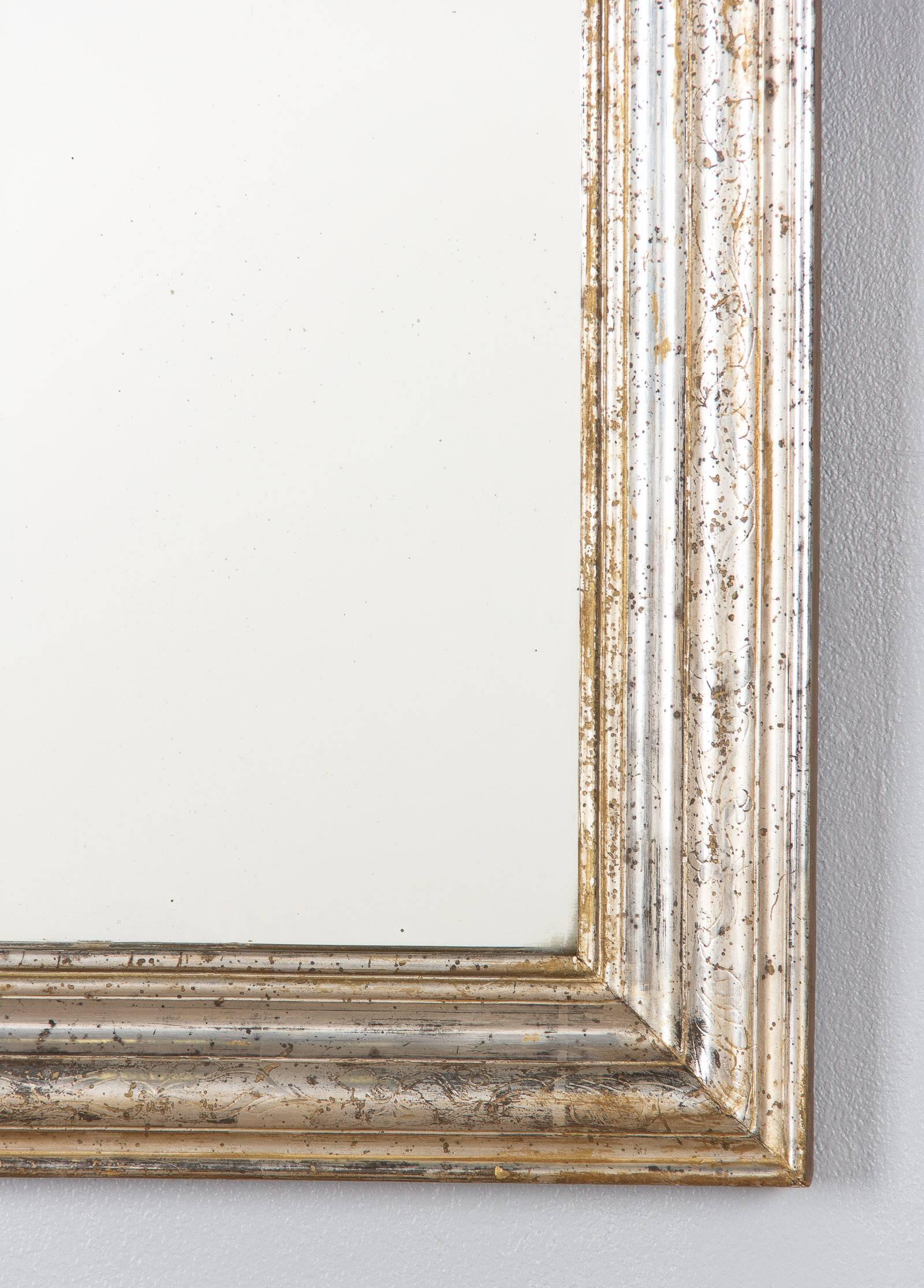 19th Century Louis Philippe Silver Gilt Mirror In Good Condition In Austin, TX