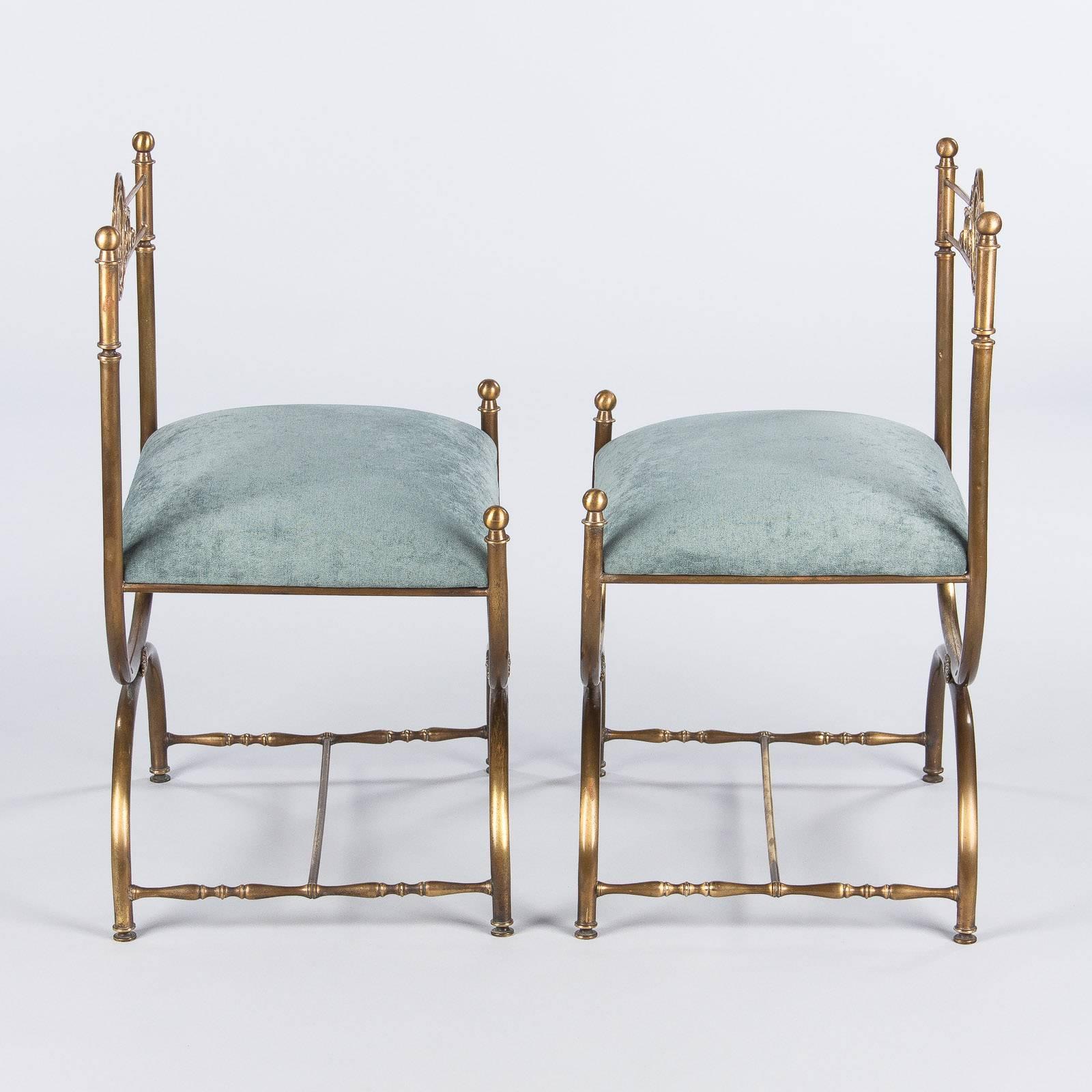 Pair of Vintage Italian Empire Style Brass Chairs, 1950s 5