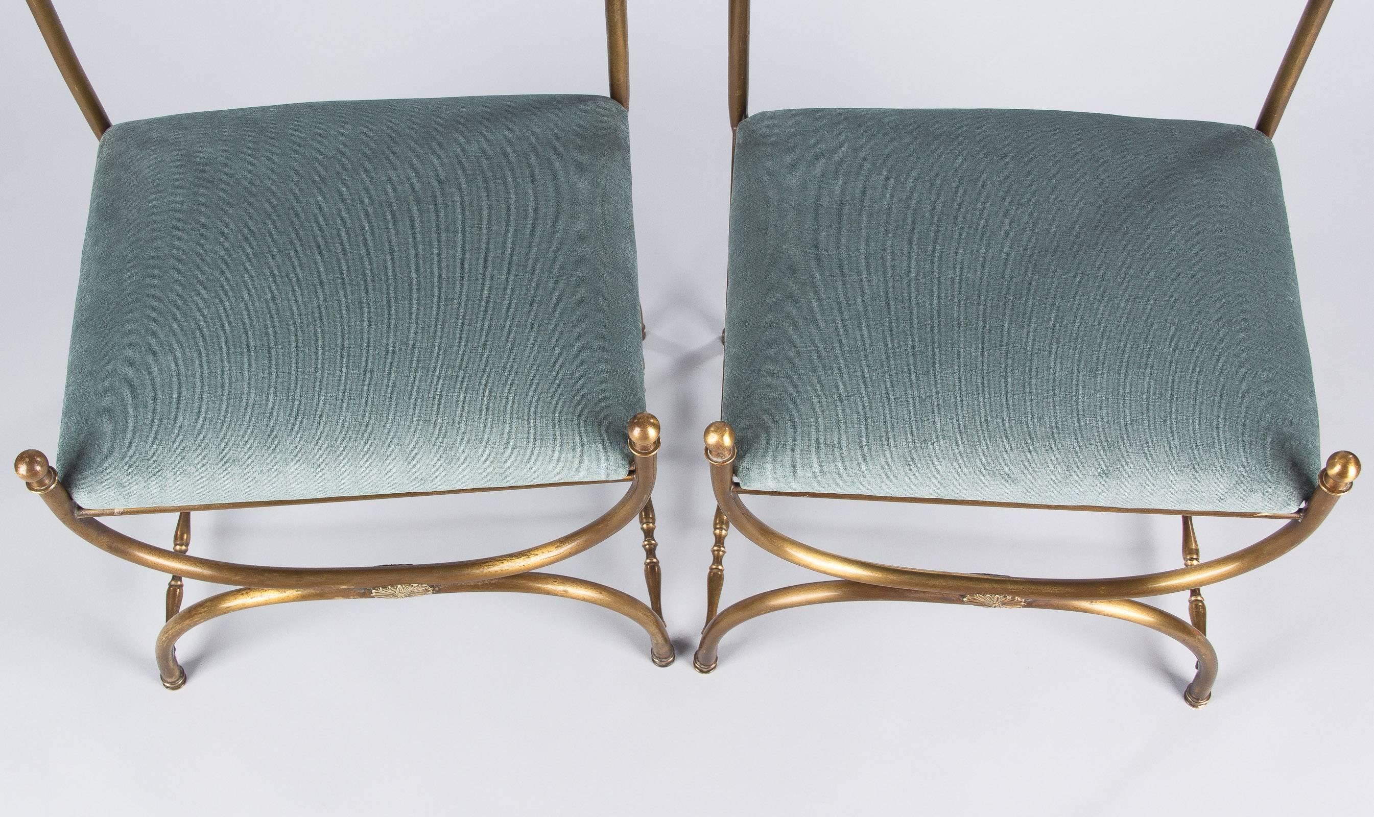 Pair of Vintage Italian Empire Style Brass Chairs, 1950s 2