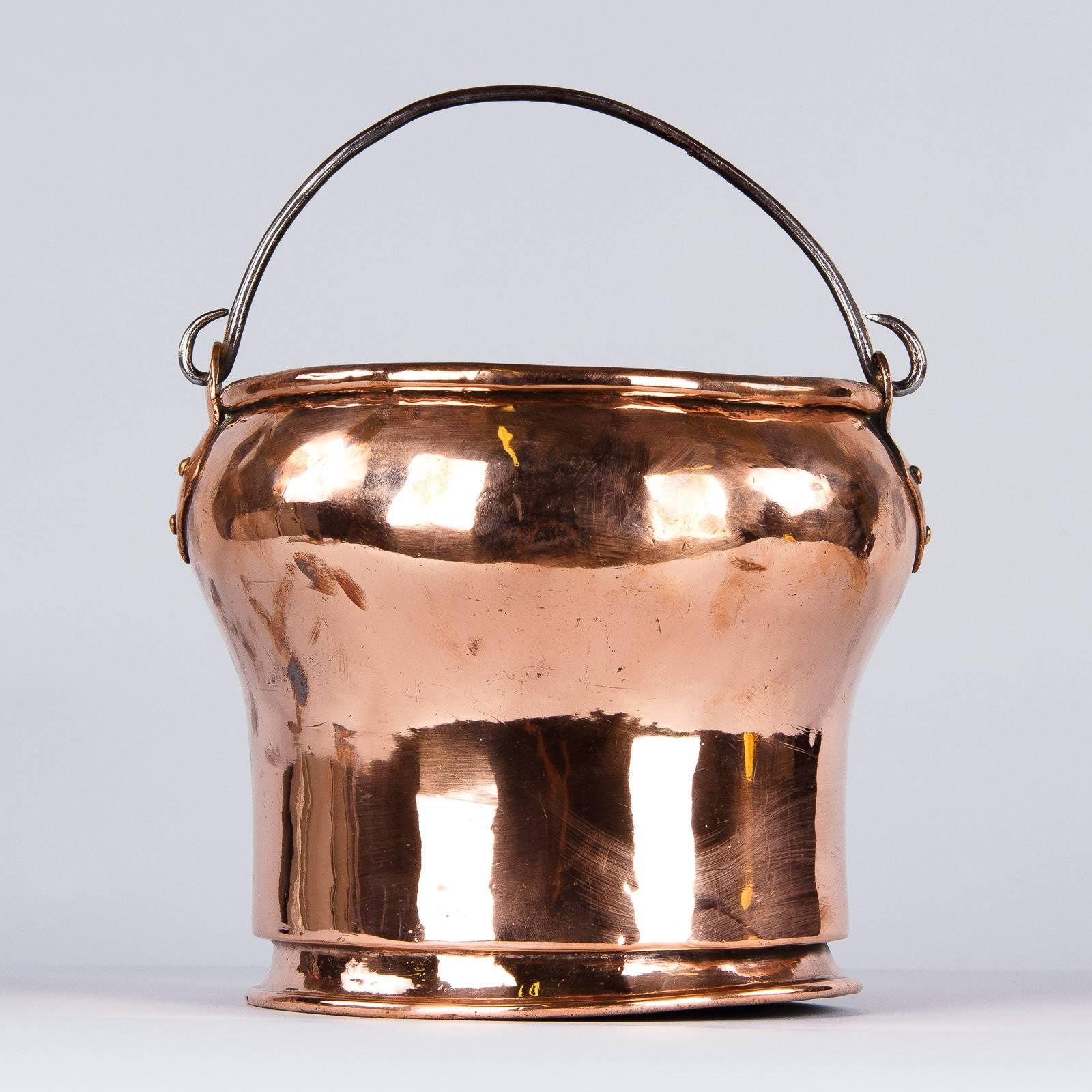 French Provincial French Copper Bucket, Late 19th Century