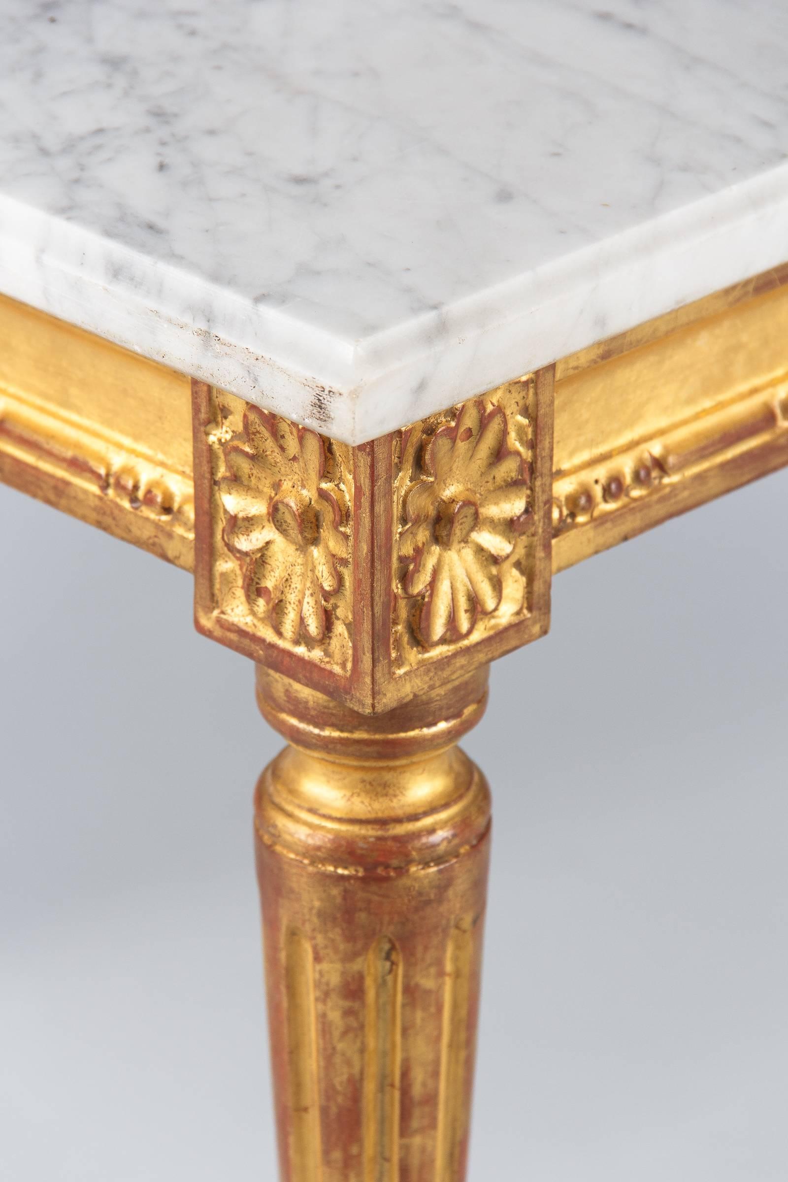 20th Century Louis XVI Style Giltwood Coffee Table with Marble Top, 1940s