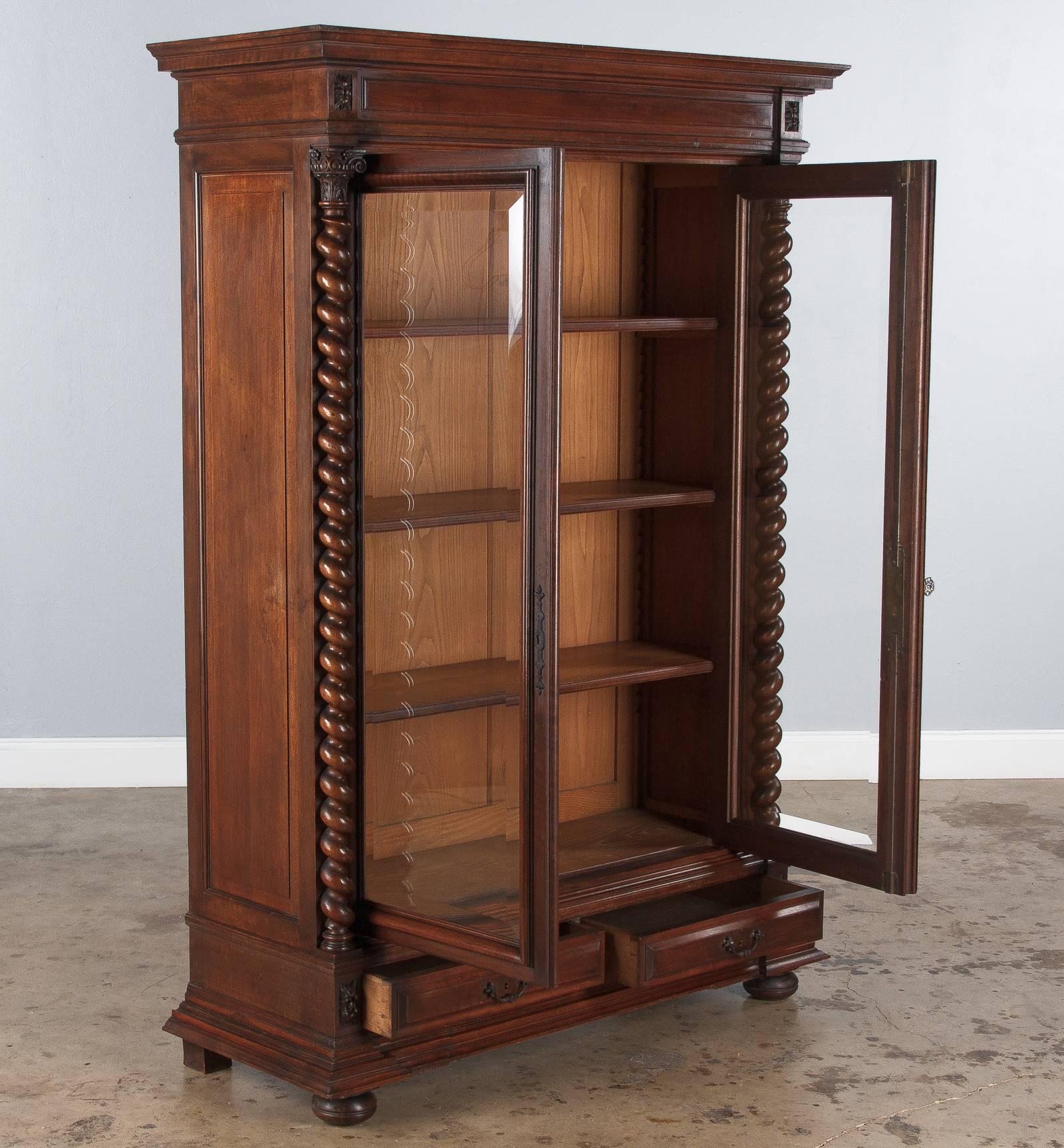 French Louis XIII Style Walnut Bookcase, 1880s 3