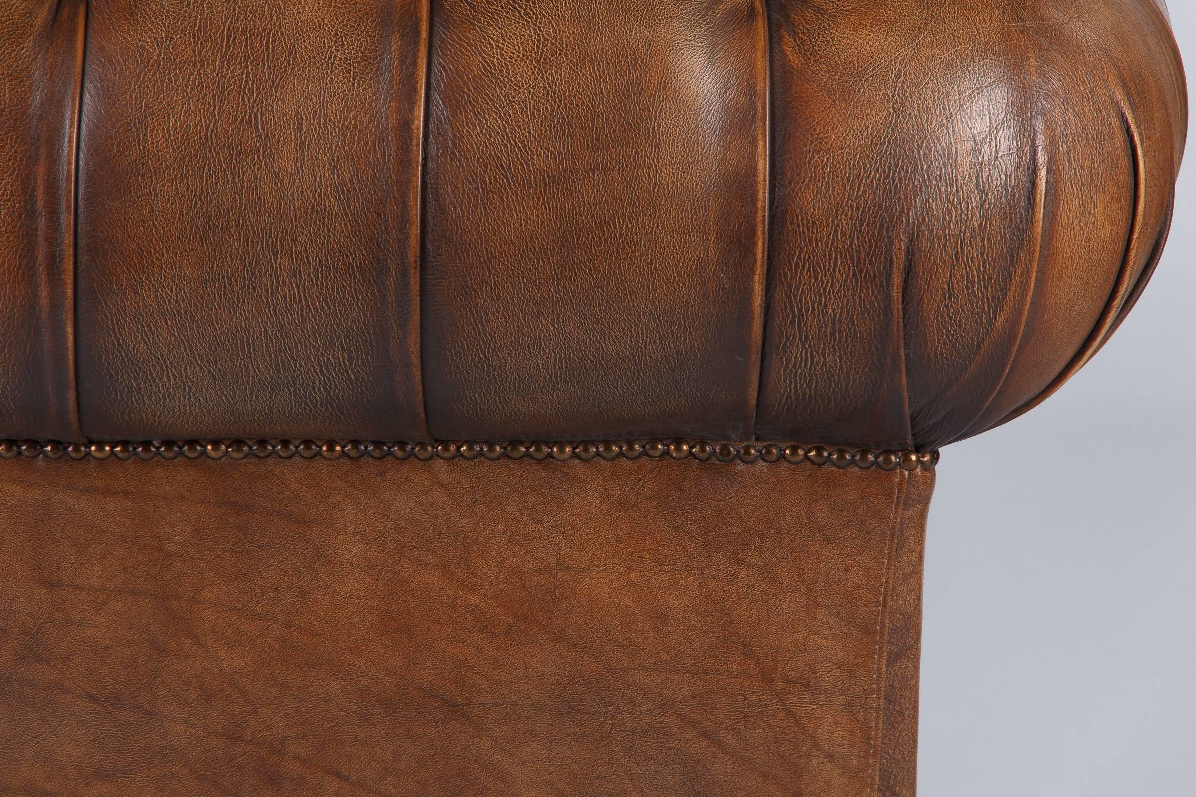 20th Century Vintage English Chesterfield Armchair in Brown Leather, 1960s