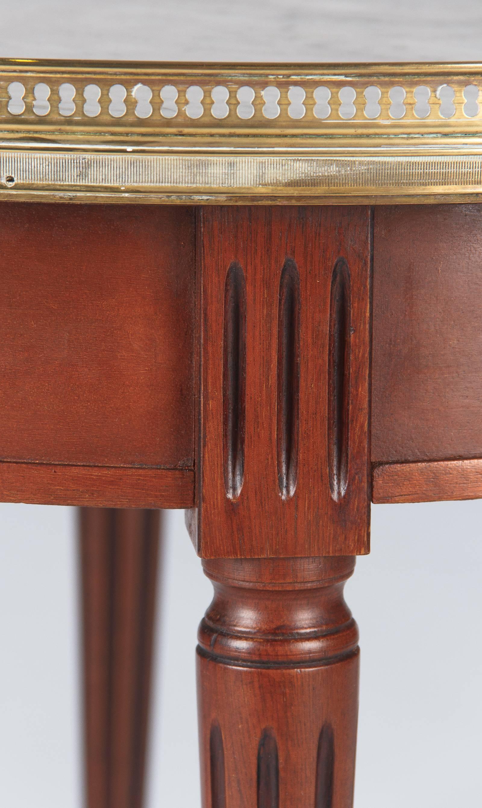 Brass Louis XVI Style Cherrywood and Marble-Top 