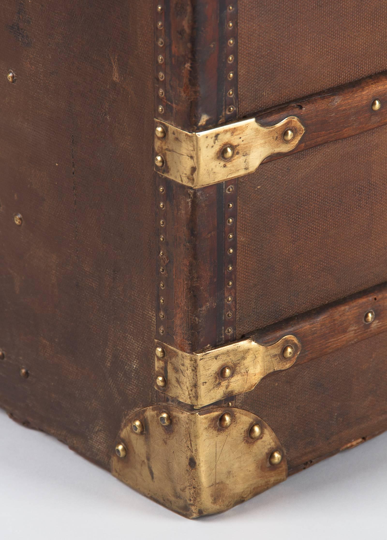 Brass French Traveling Trunk, Early 1900s