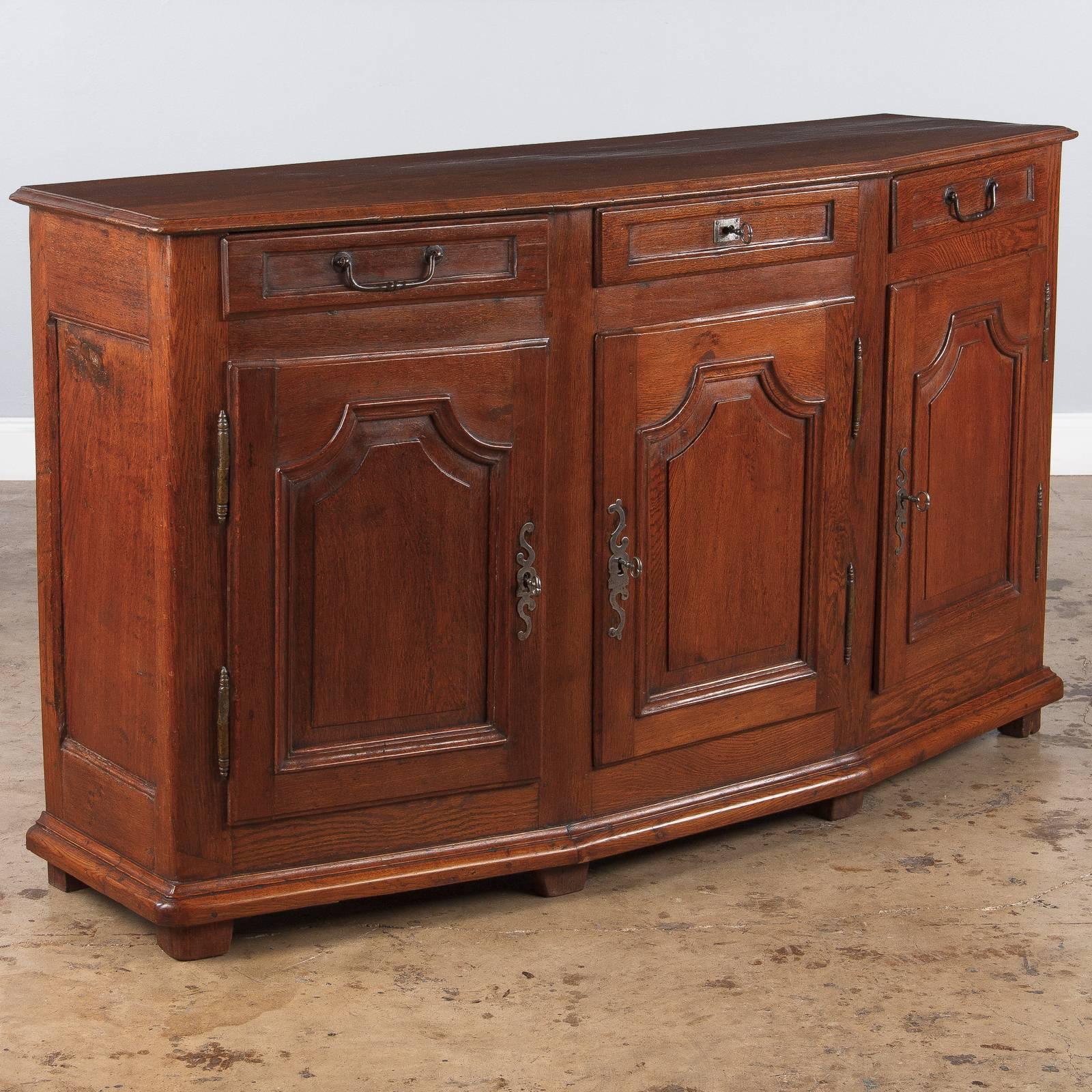 18th Century and Earlier French Louis XIV Period Oak Three-Door Buffet, 18th Century