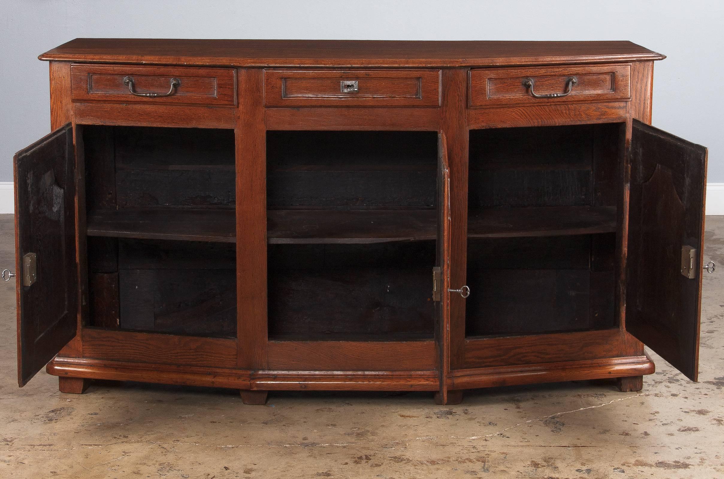 French Louis XIV Period Oak Three-Door Buffet, 18th Century In Good Condition In Austin, TX