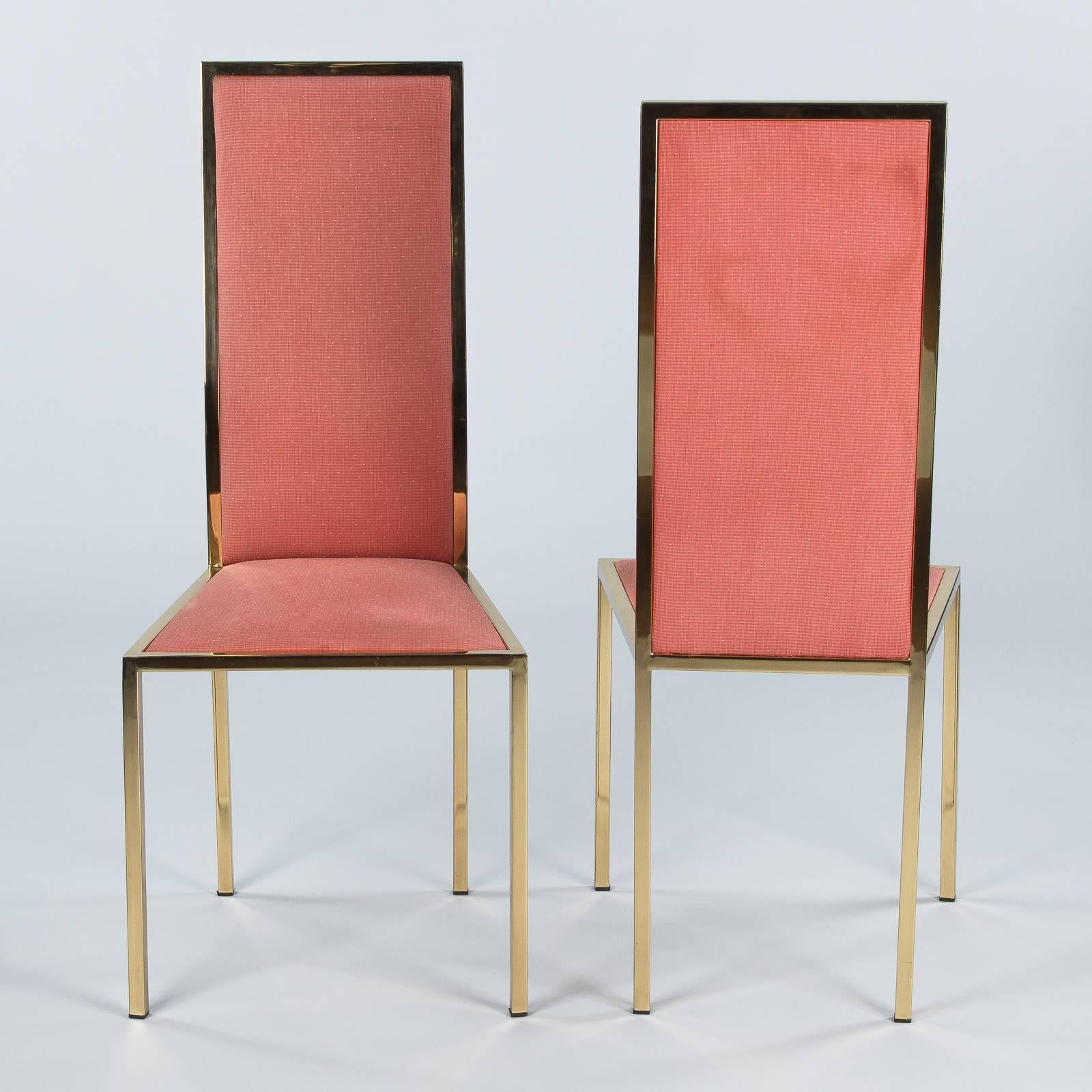 Set of Four Italian Midcentury Brass and Fabric Chairs, 1960s In Good Condition In Austin, TX