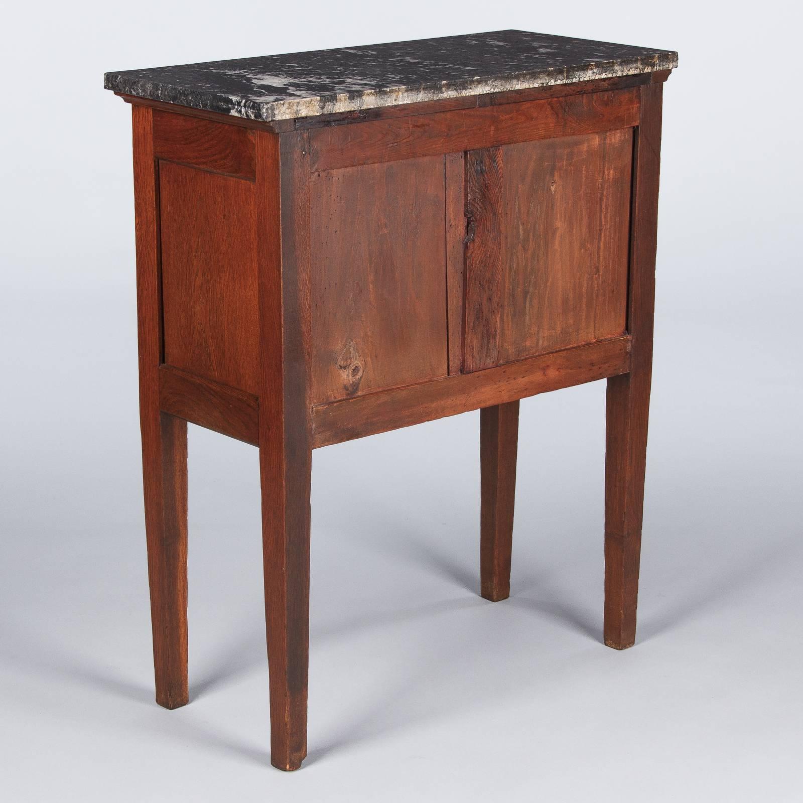 Country French Oak and Marble-Top Boarding School Cabinet, Early 1900s 4