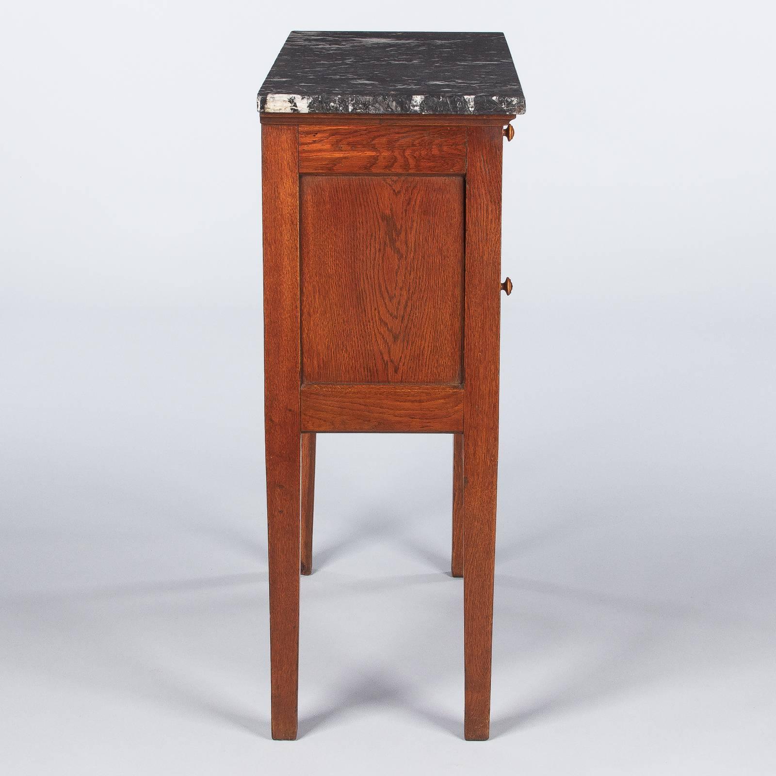 Country French Oak and Marble-Top Boarding School Cabinet, Early 1900s 5