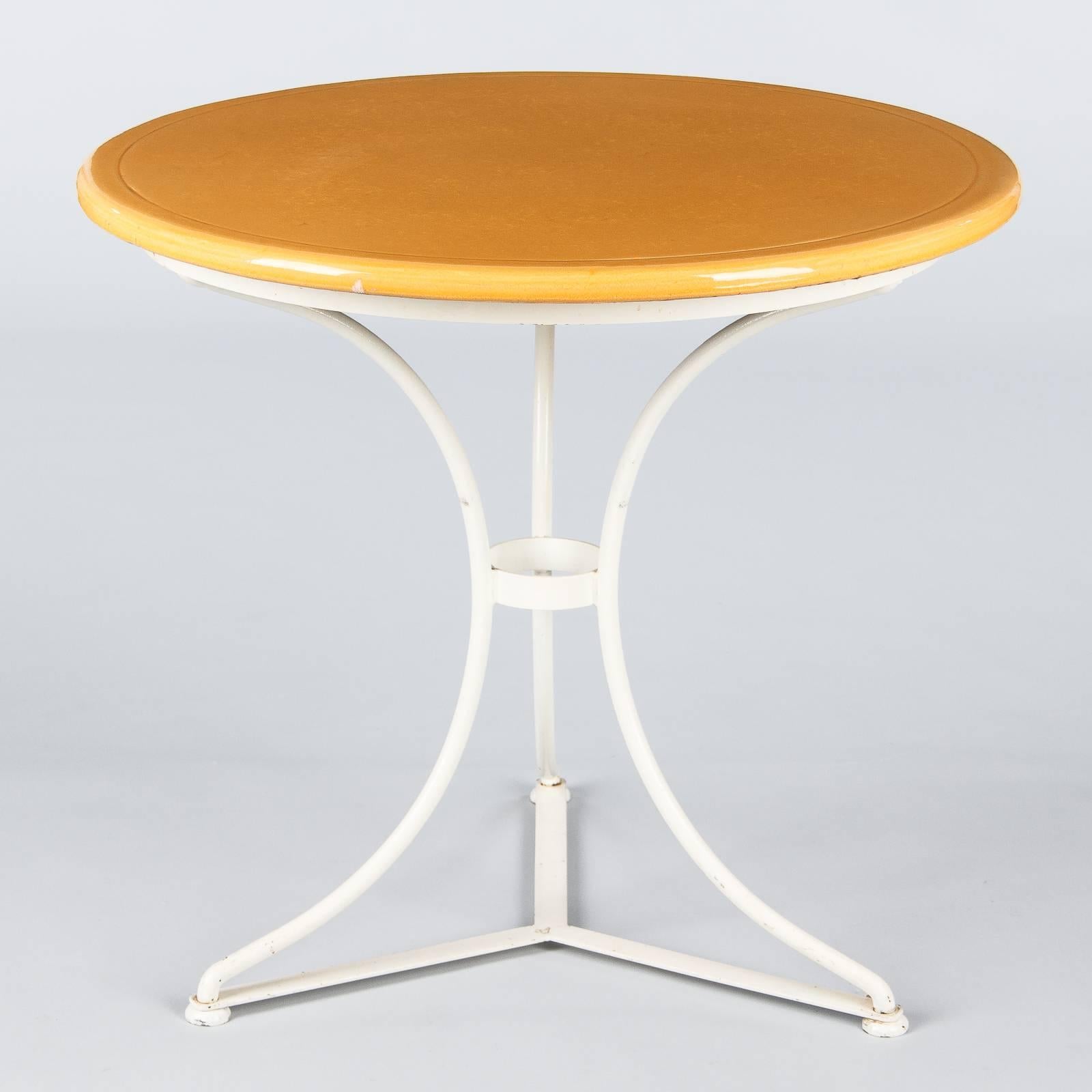 Mid-20th Century French Round Iron Table with Enameled Lava Top, 1960s