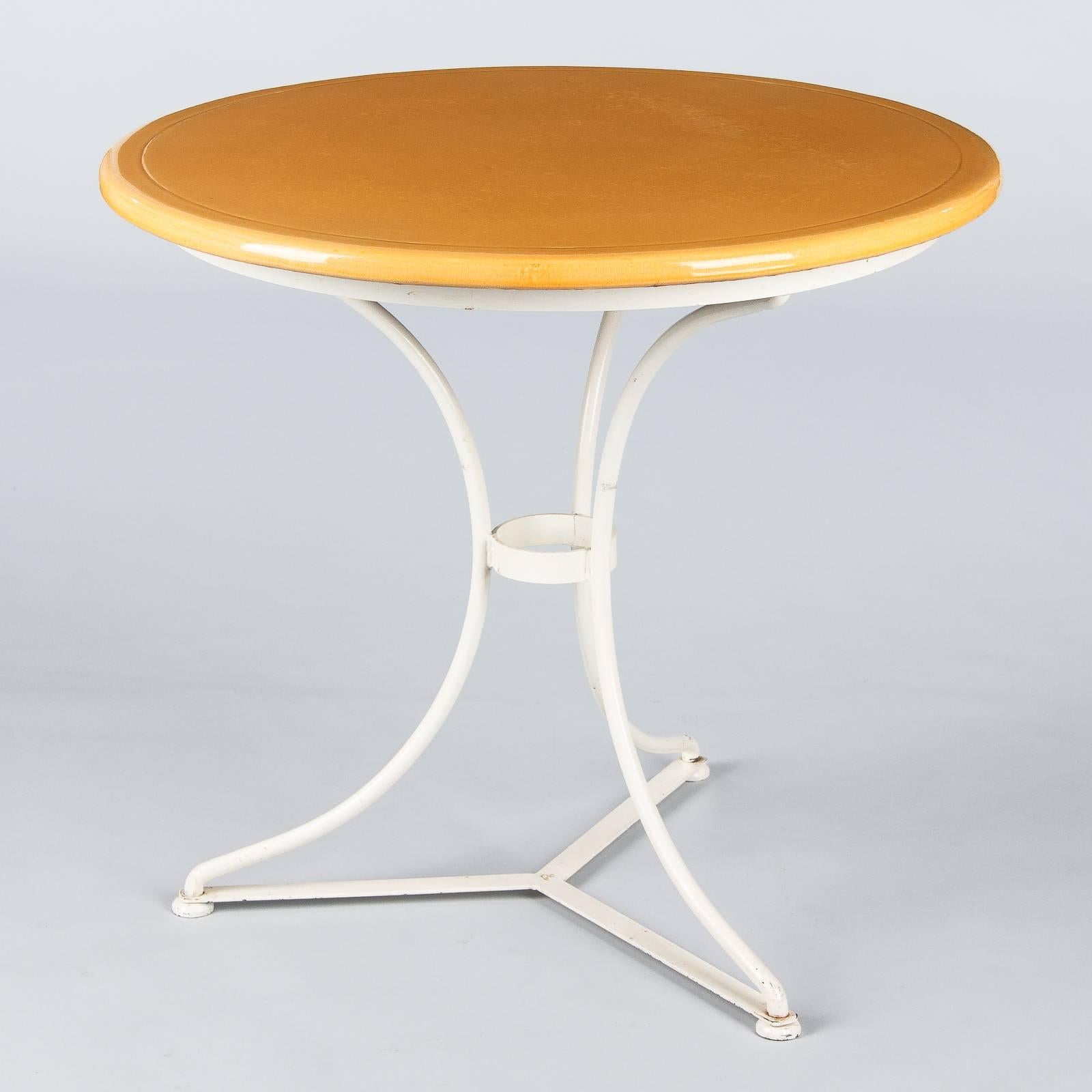 French Round Iron Table with Enameled Lava Top, 1960s 4