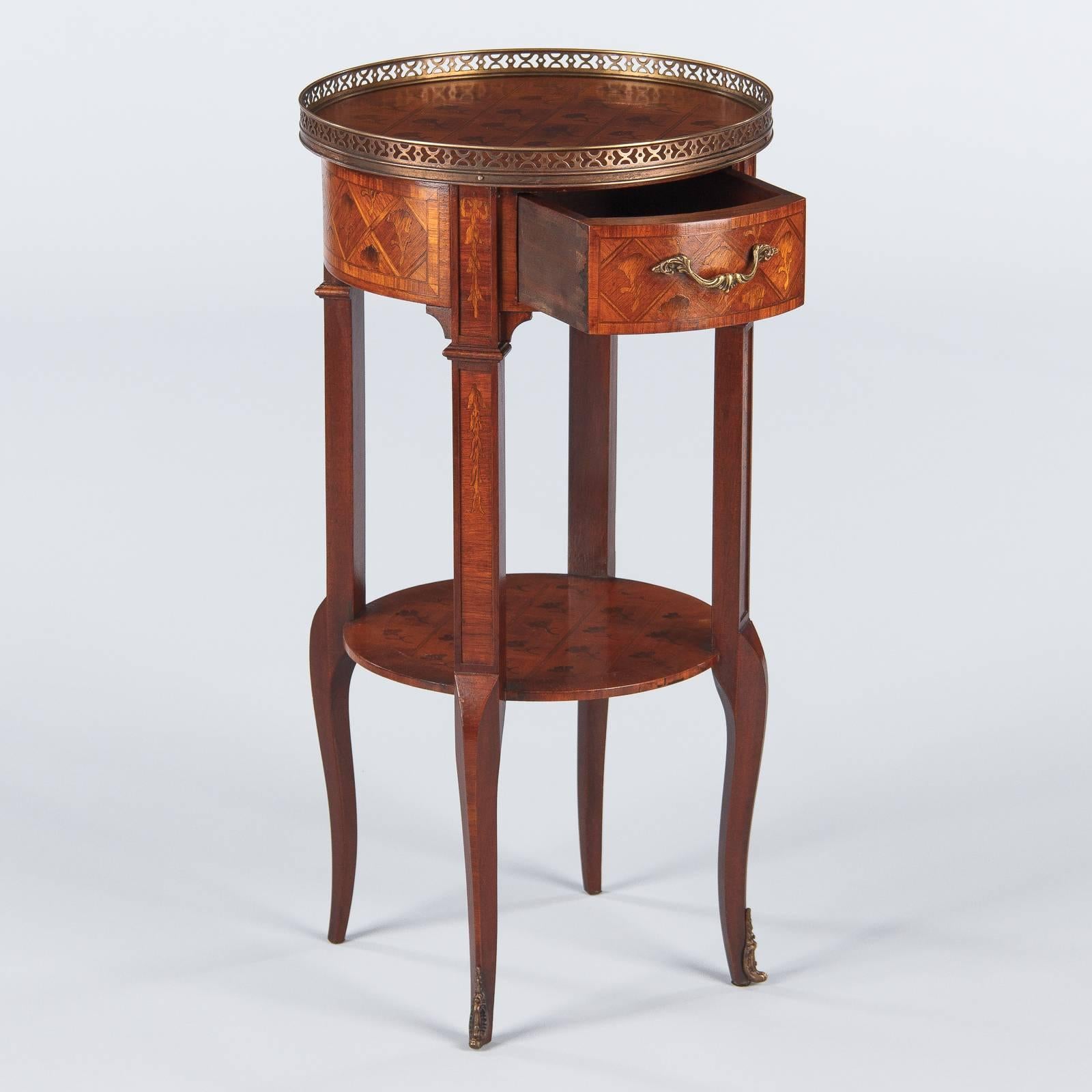 Louis XV/Louis XVI Transition Marquetry Side Table, Late 1800s In Good Condition In Austin, TX