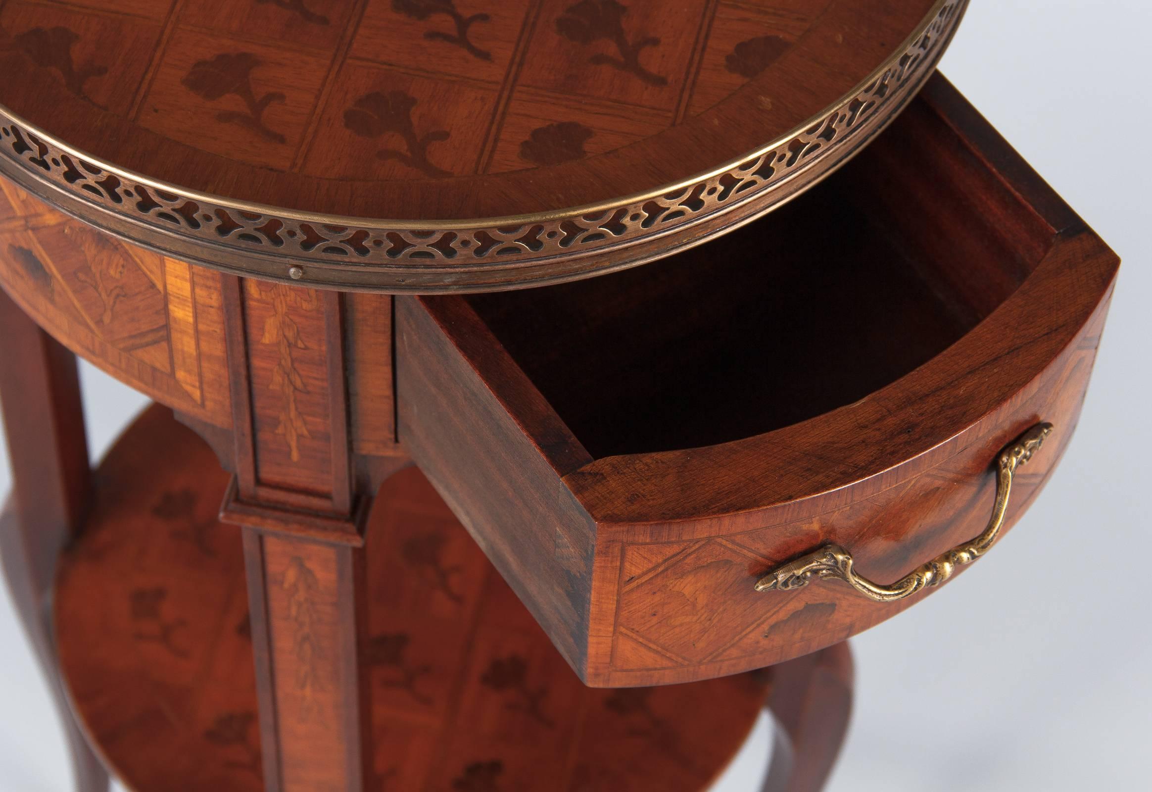19th Century Louis XV/Louis XVI Transition Marquetry Side Table, Late 1800s