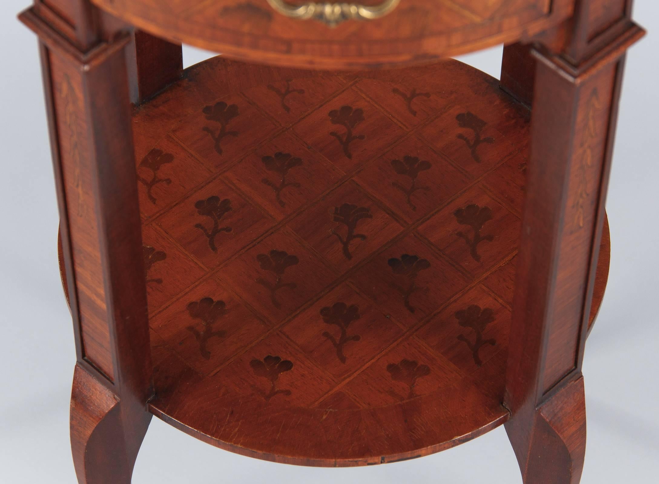 Louis XV/Louis XVI Transition Marquetry Side Table, Late 1800s 2