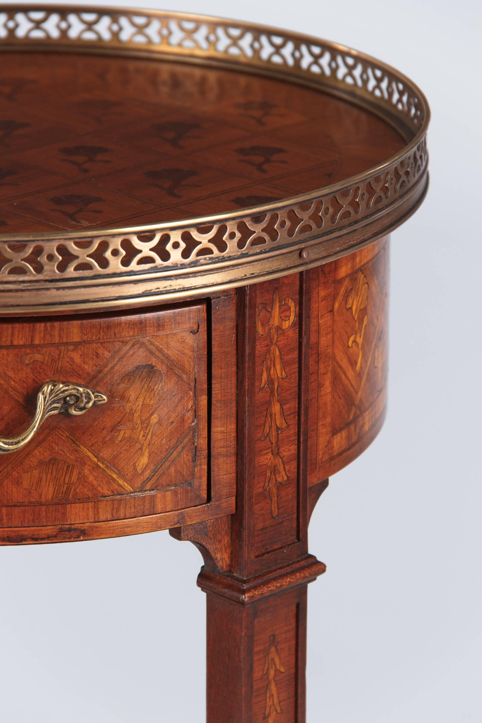 Louis XV/Louis XVI Transition Marquetry Side Table, Late 1800s 3