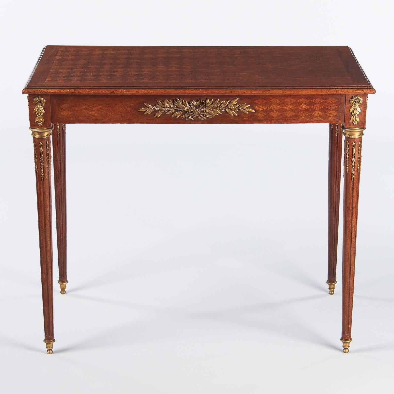 Louis XVI Style Marquetry Desk or Side Table, 1900s 3