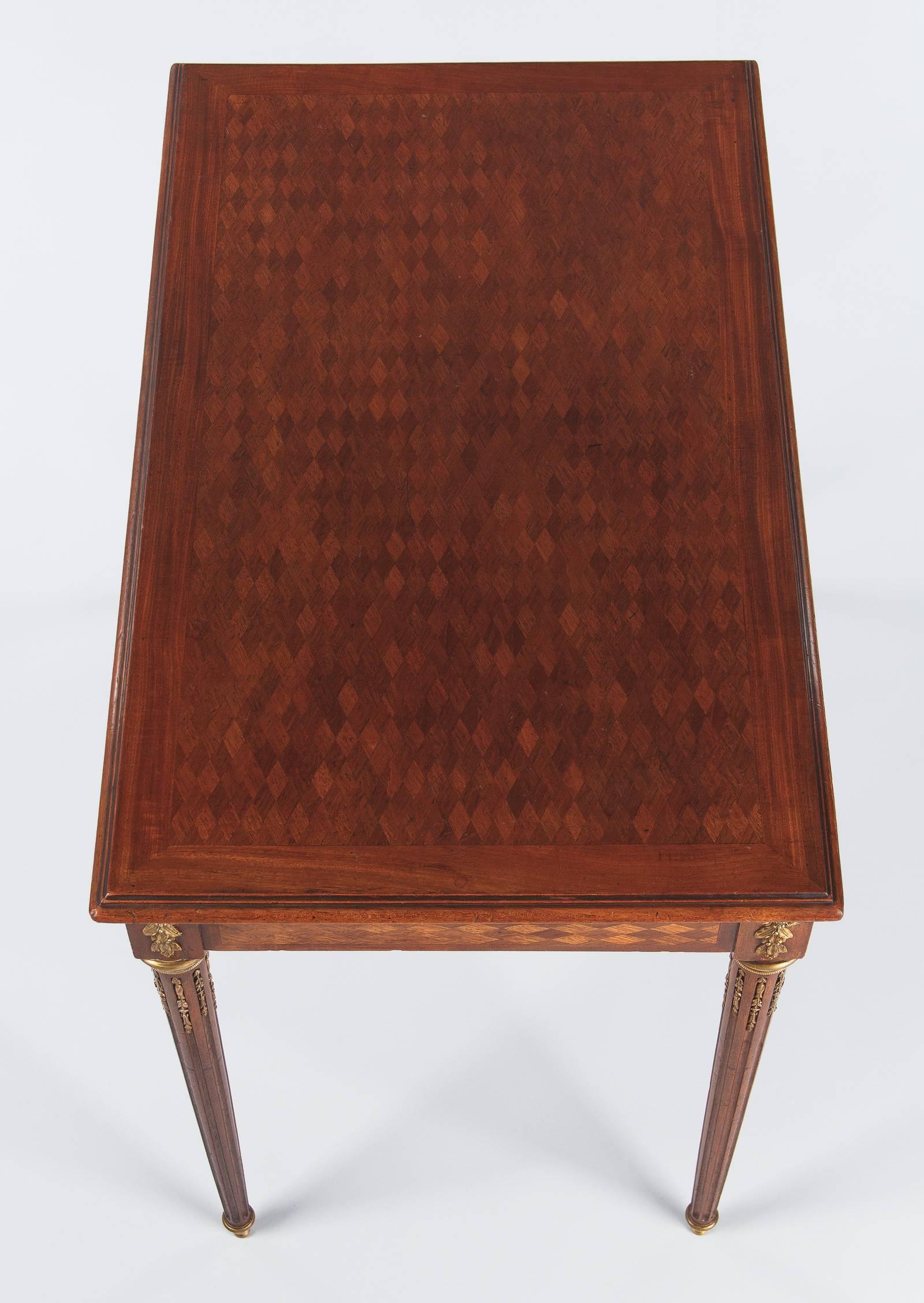 Gilt Louis XVI Style Marquetry Desk or Side Table, 1900s