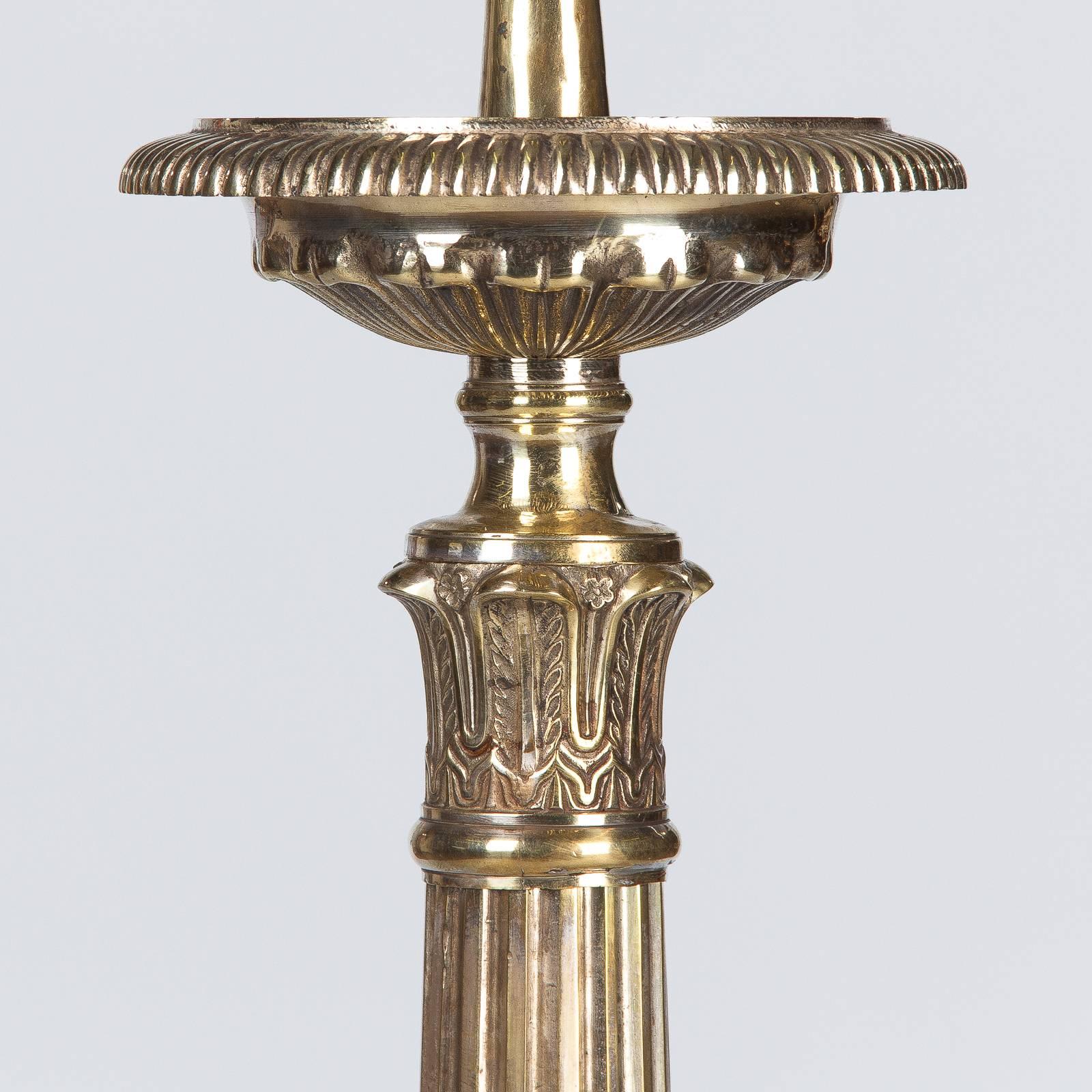 French Sculpted Brass and Bronze Church Candleholder, 1860s 4