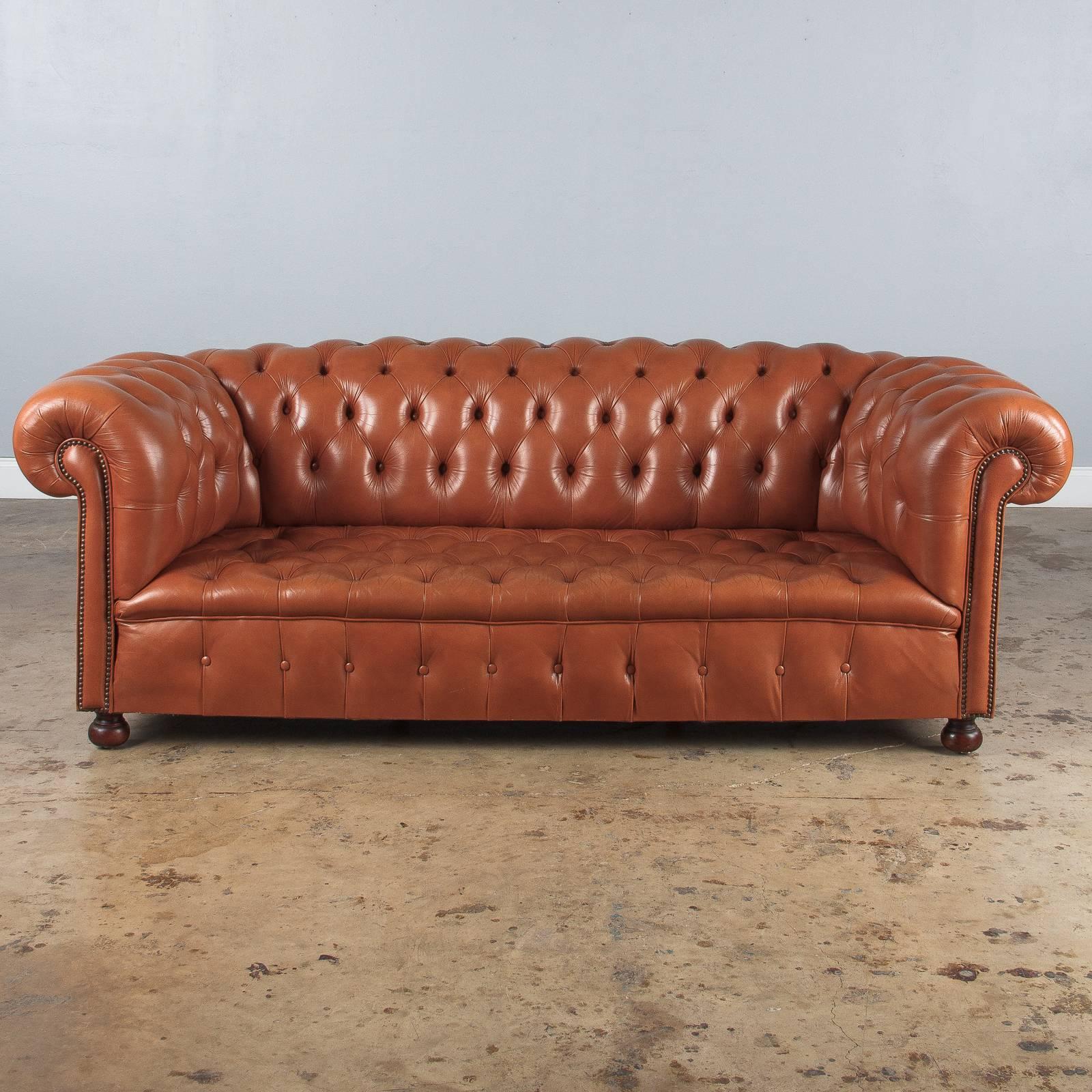 Englisches Chesterfield-Sofa aus Leder:: 1960er Jahre (Französisch)