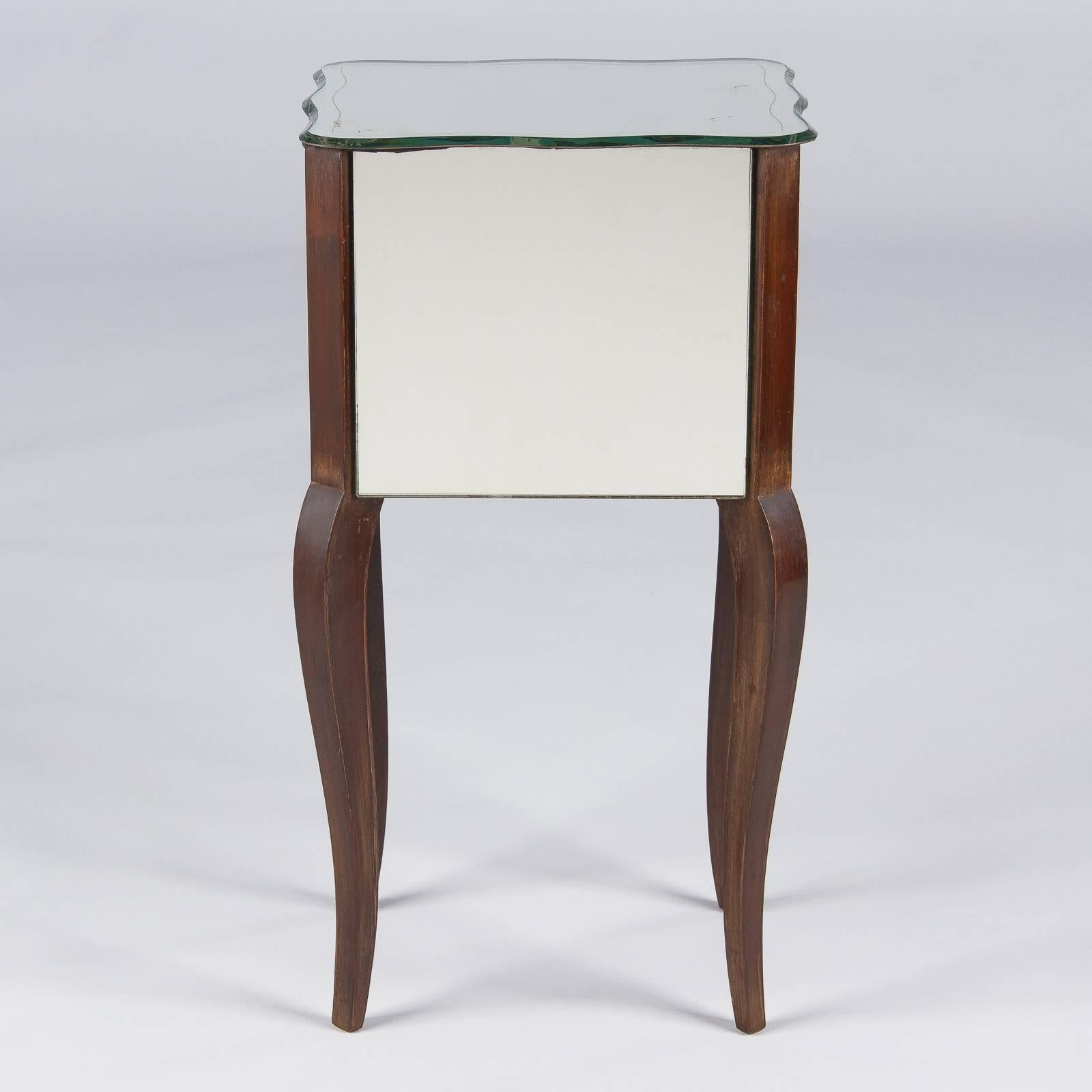 French Midcentury Mirrored Venetian Glass and Mahogany Chest, 1950s 2