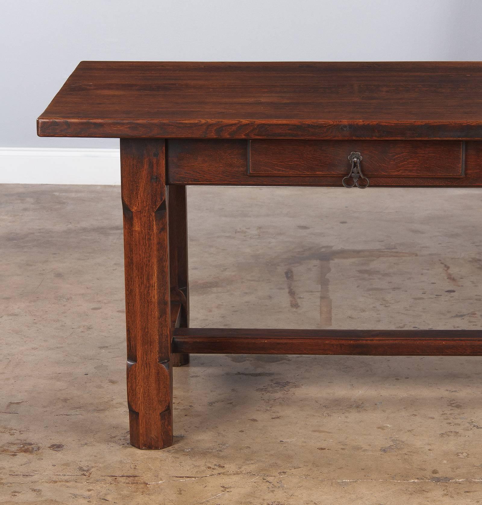 Country French Oak Farm Table or Desk, Early 1900s (Metall)