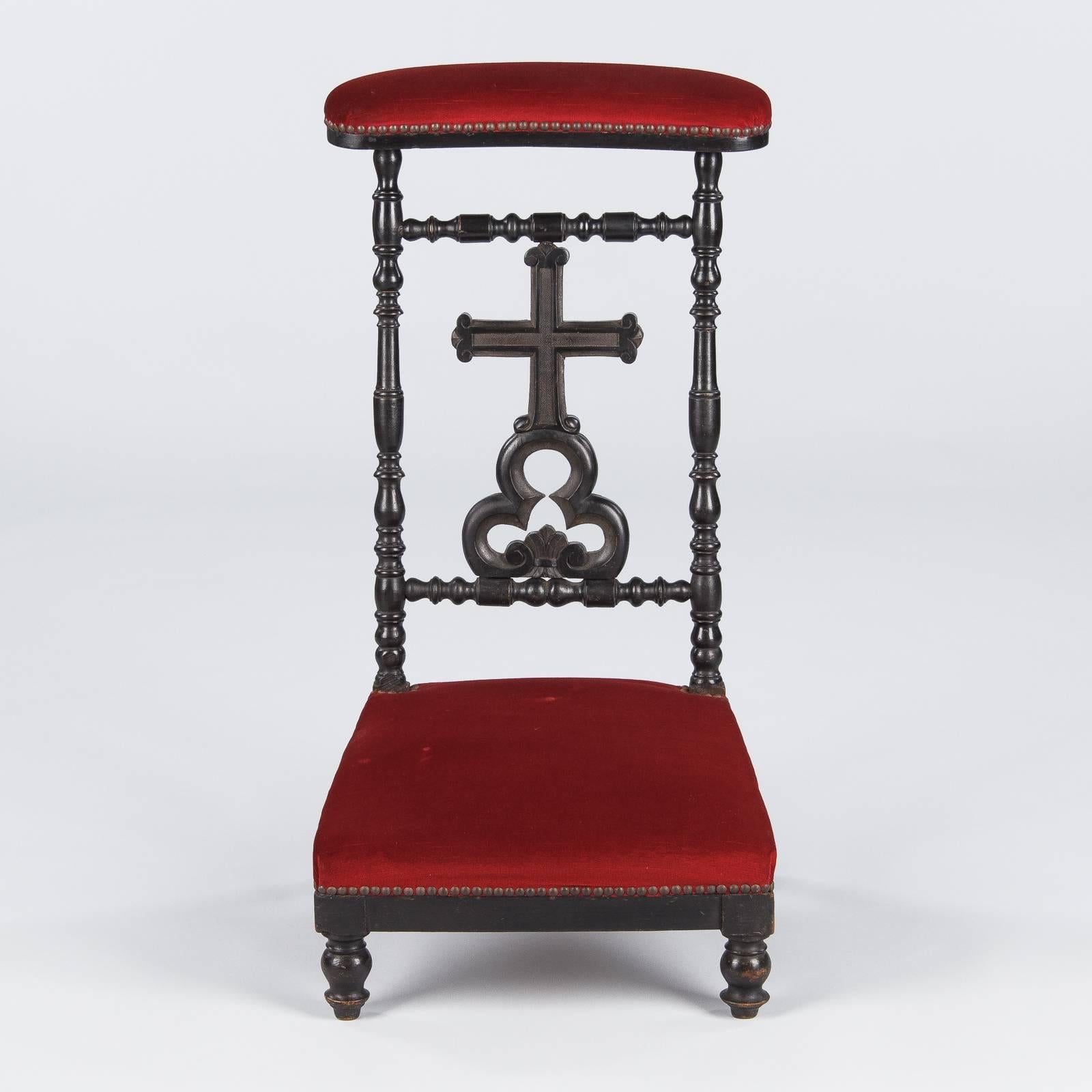French Napoleon III Prie Dieu Chair in Ebonized Pearwood, 1870s