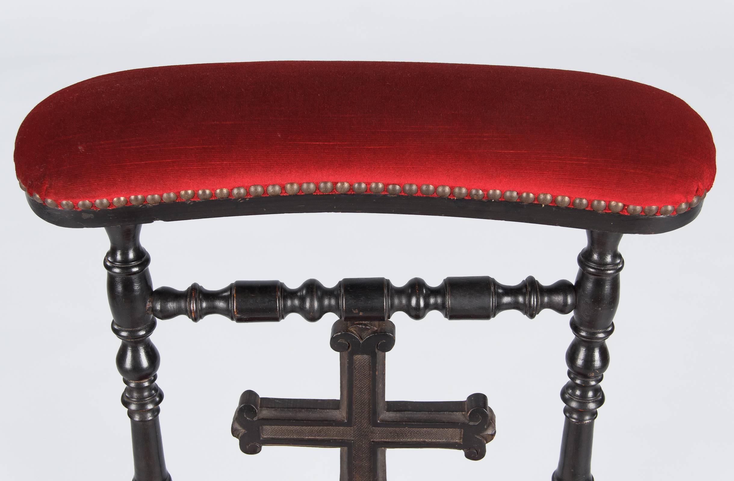 Napoleon III Prie Dieu Chair in Ebonized Pearwood, 1870s In Good Condition In Austin, TX