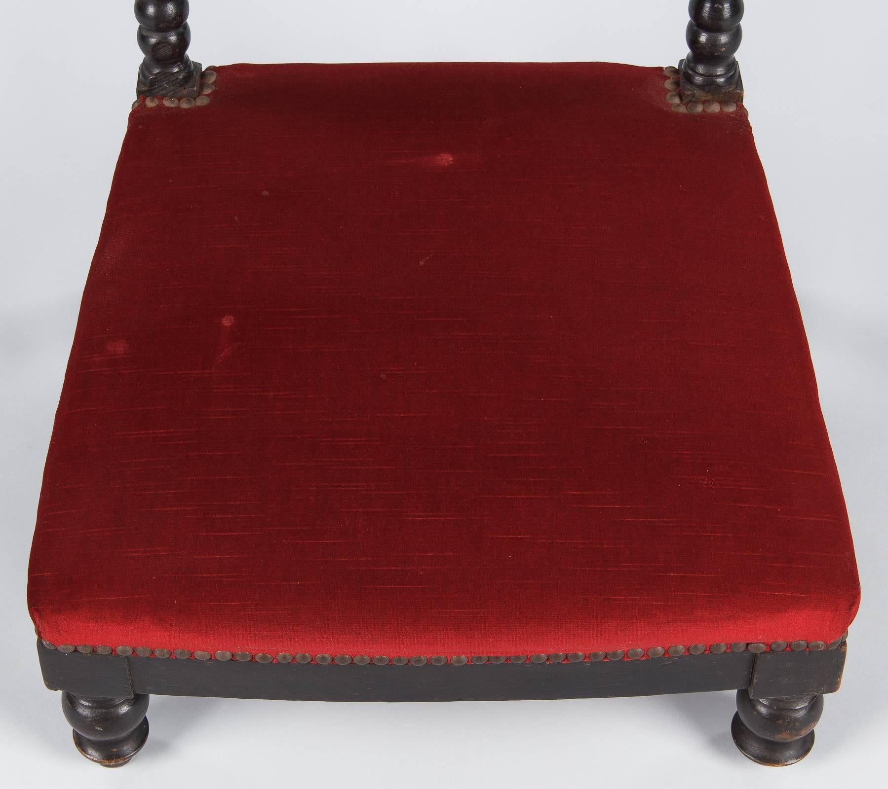 Fabric Napoleon III Prie Dieu Chair in Ebonized Pearwood, 1870s