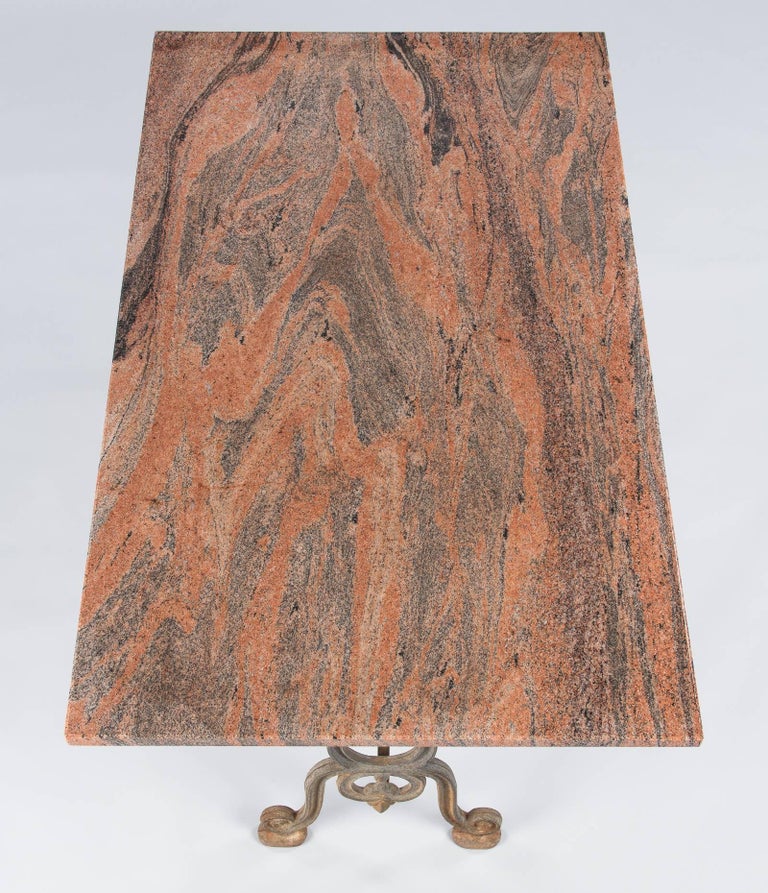 French Granite Top Bistro Table with Iron Base, 1920s at 1stDibs
