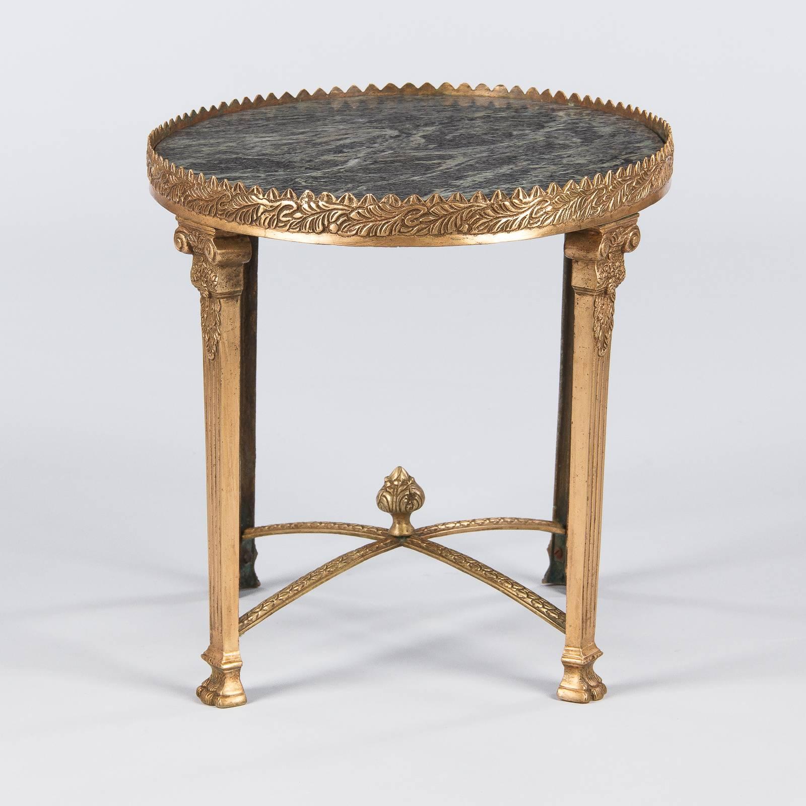 Empire Style Gilded Bronze and Marble-Top Side Table, 1950s 2
